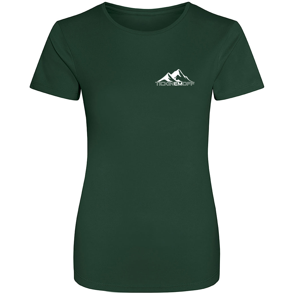 TickinEmOff Women's Tshirt MOISTURE WICKING (Pocket Logo)