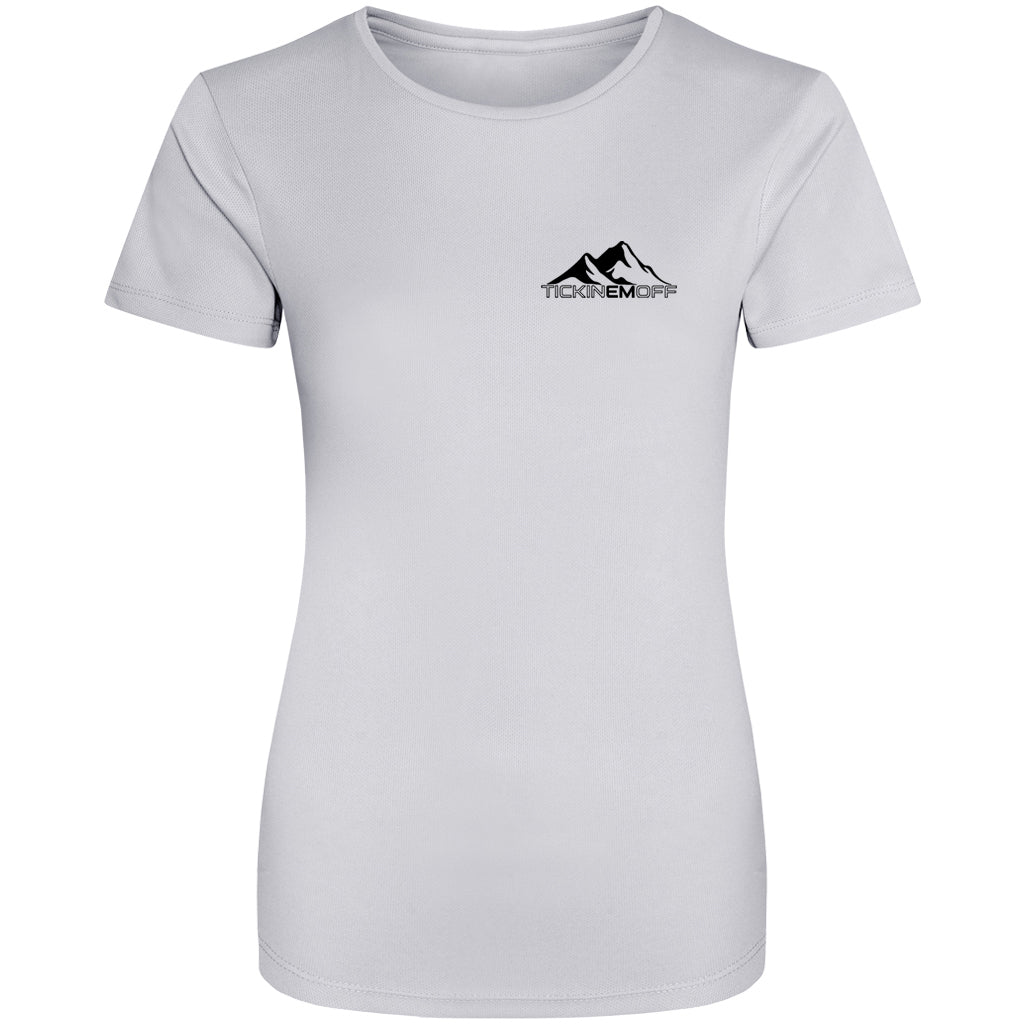 TickinEmOff Women's Tshirt MOISTURE WICKING (Pocket Logo)