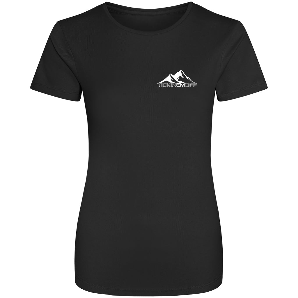 TickinEmOff Women's Tshirt MOISTURE WICKING (Pocket Logo)