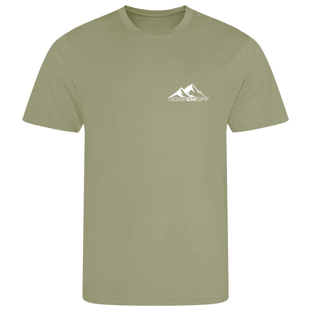 TickinEmOff Men's Tshirt MOISTURE WICKING (Pocket Logo)