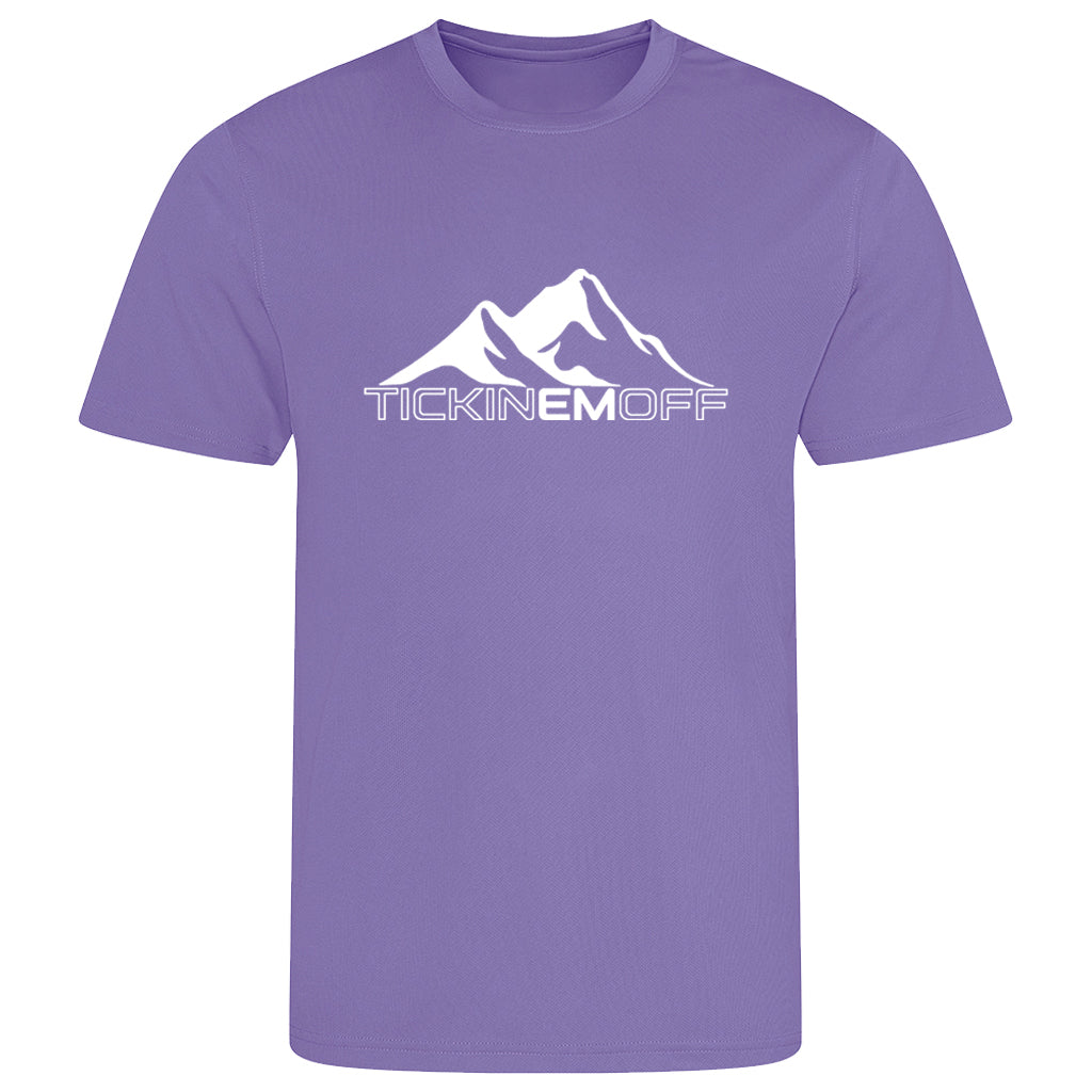 TickinEmOff Men's Tshirt MOISTURE WICKING (Large Logo)