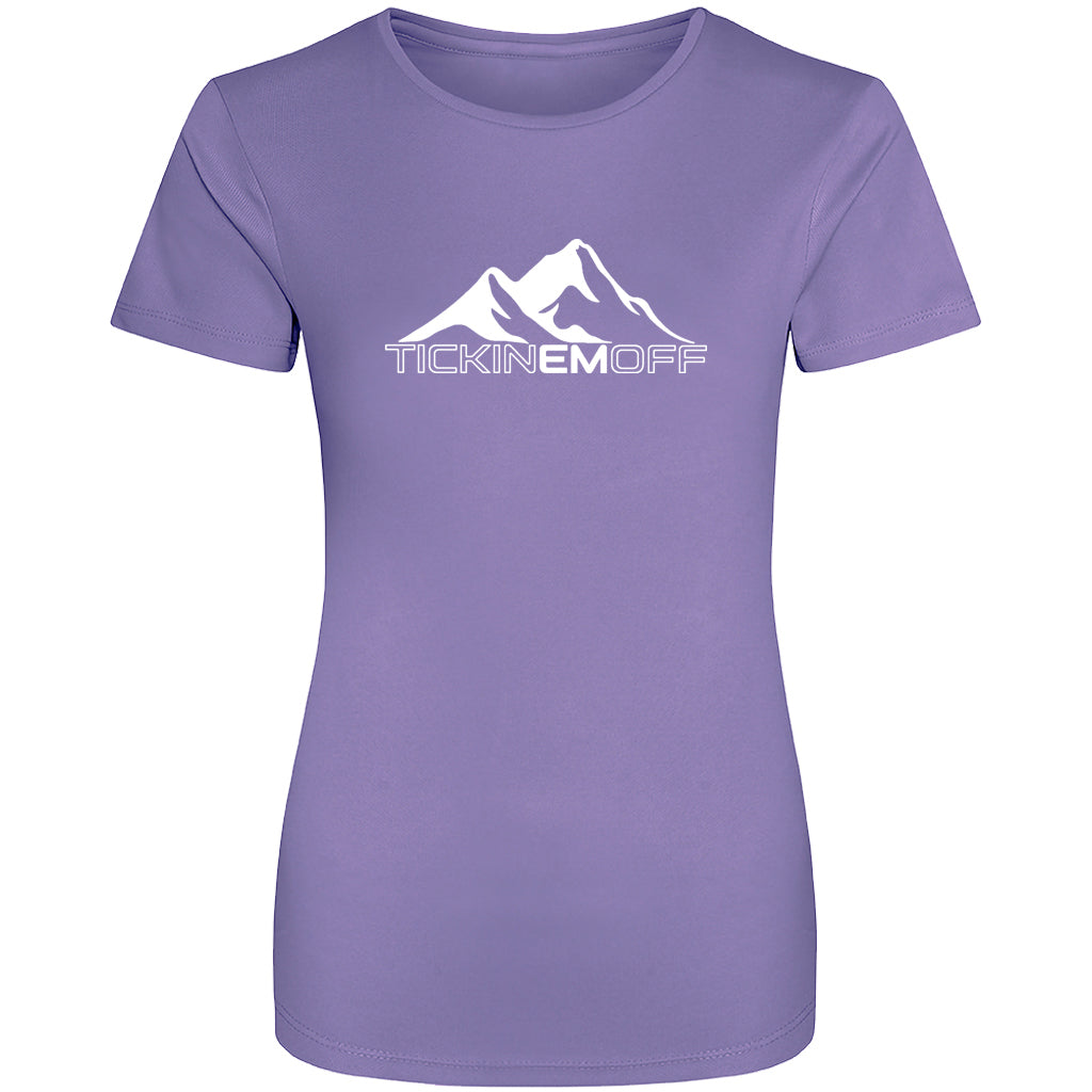 TickinEmOff Women's Tshirt MOISTURE WICKING (Large Logo)
