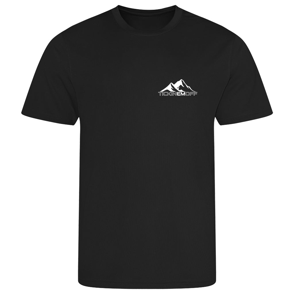 TickinEmOff Men's Tshirt MOISTURE WICKING (Pocket Logo)