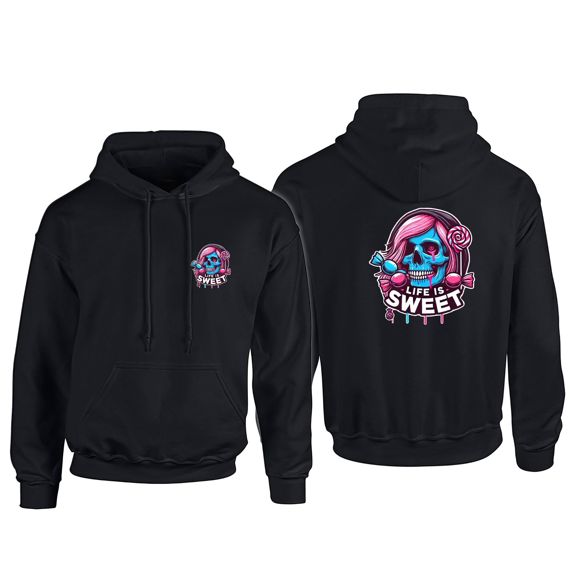 Candy Cabs Life Is Sweet 'Skull' (Long Hair) Adult's Hoodie