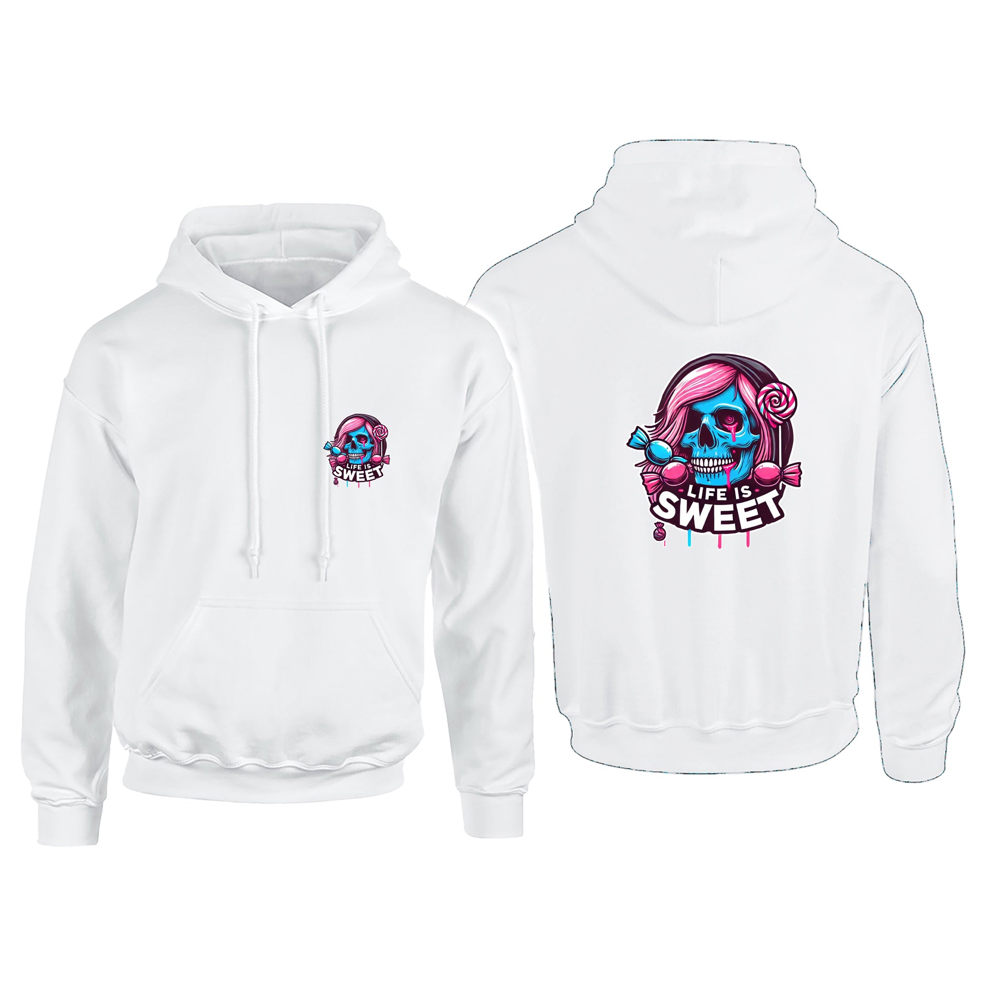 Candy Cabs Life Is Sweet 'Skull' (Long Hair) Adult's Hoodie