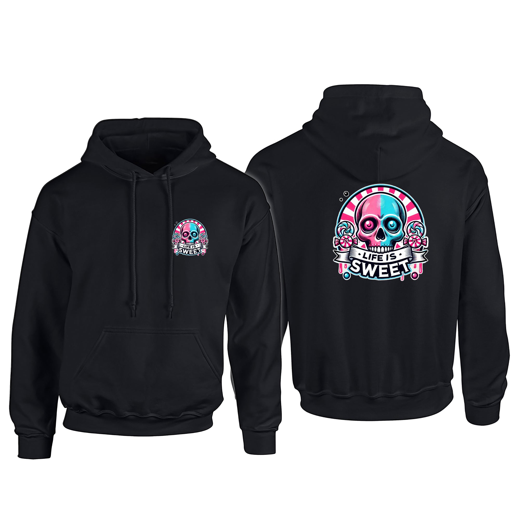 Candy Cabs Life Is Sweet 'Skull' (Stripes) Adult's Hoodie