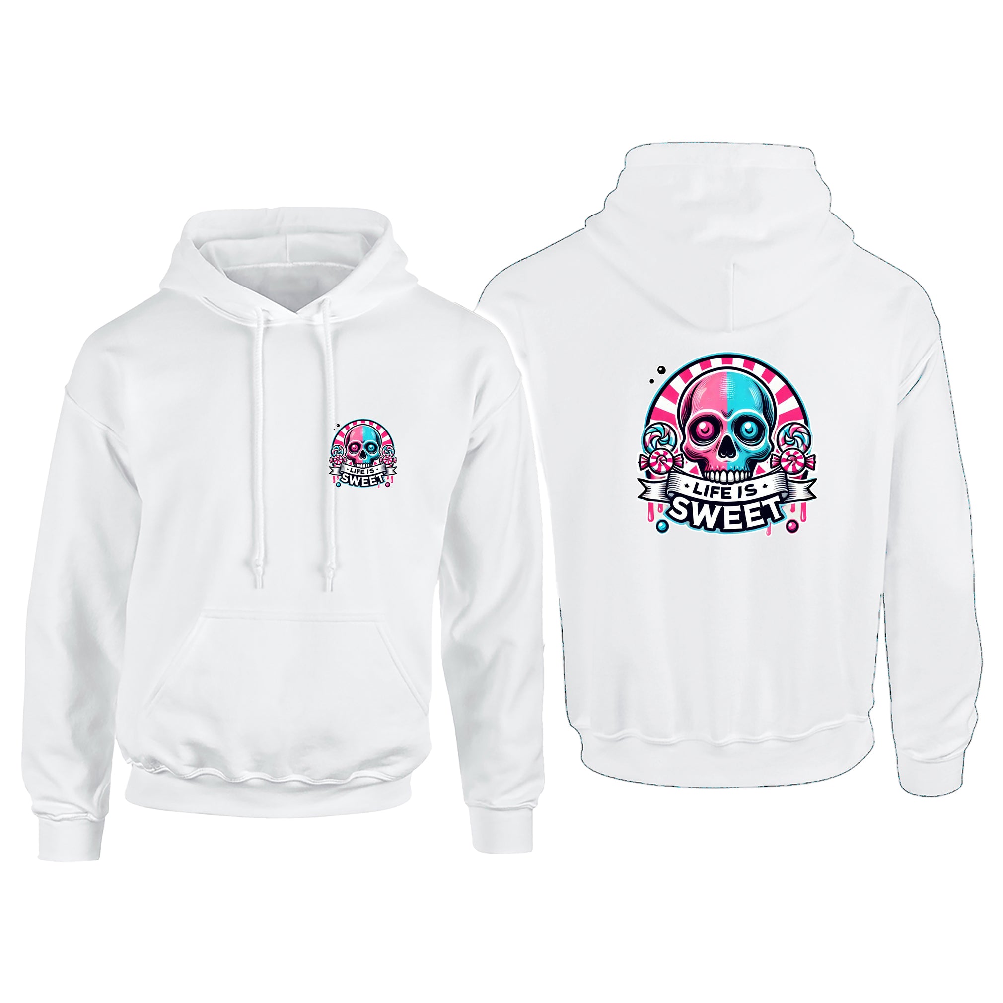 Candy Cabs Life Is Sweet 'Skull' (Stripes) Adult's Hoodie