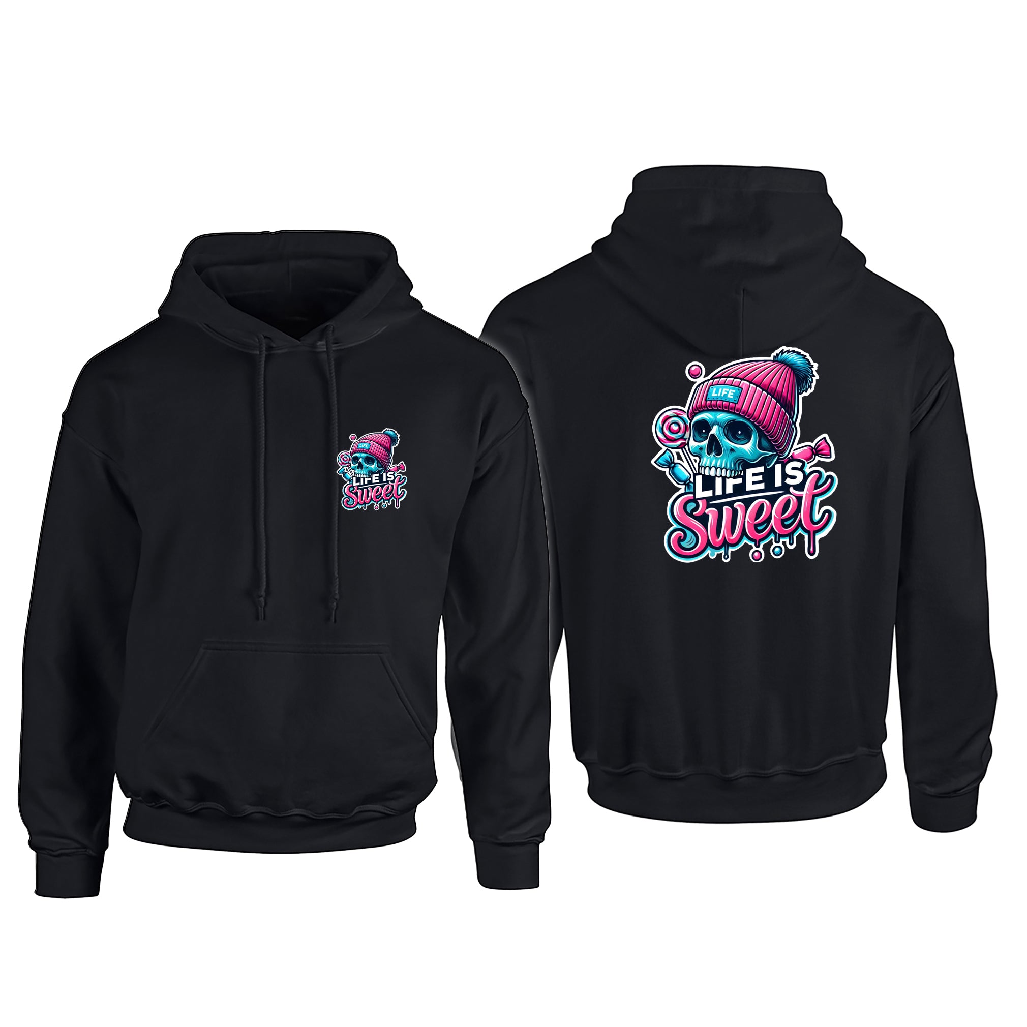 Candy Cabs Life Is Sweet 'Skull' (Bobble Hat) Adult's Hoodie