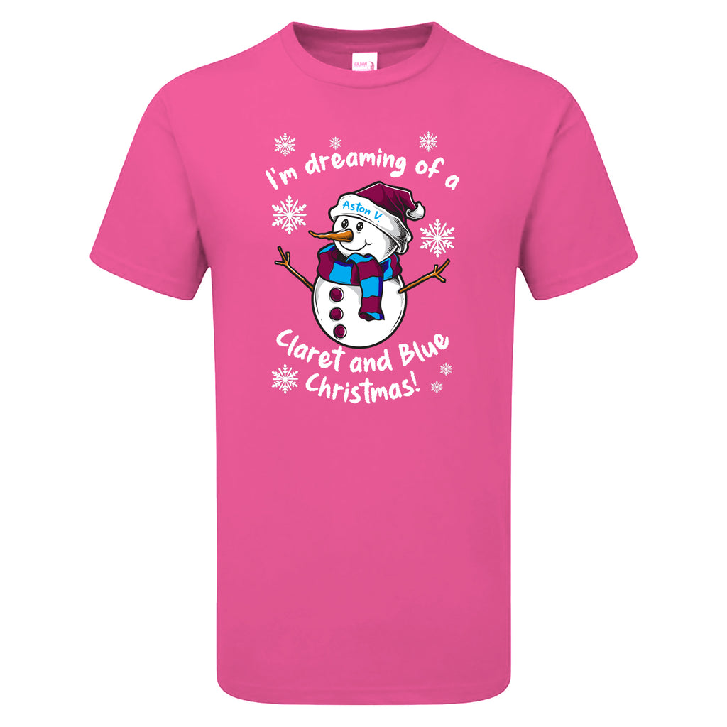 Aston V. Claret & Blue Christmas Snowman Children's Tshirt