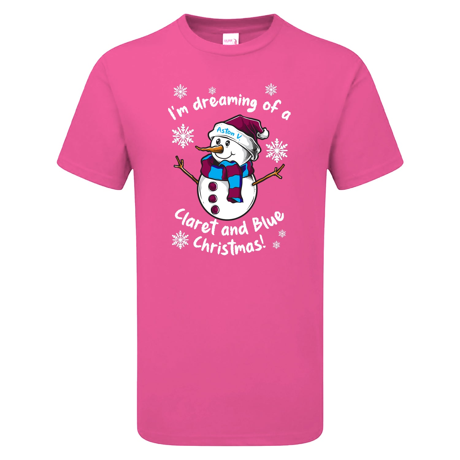 Aston V. Claret & Blue Christmas Snowman Children's Tshirt