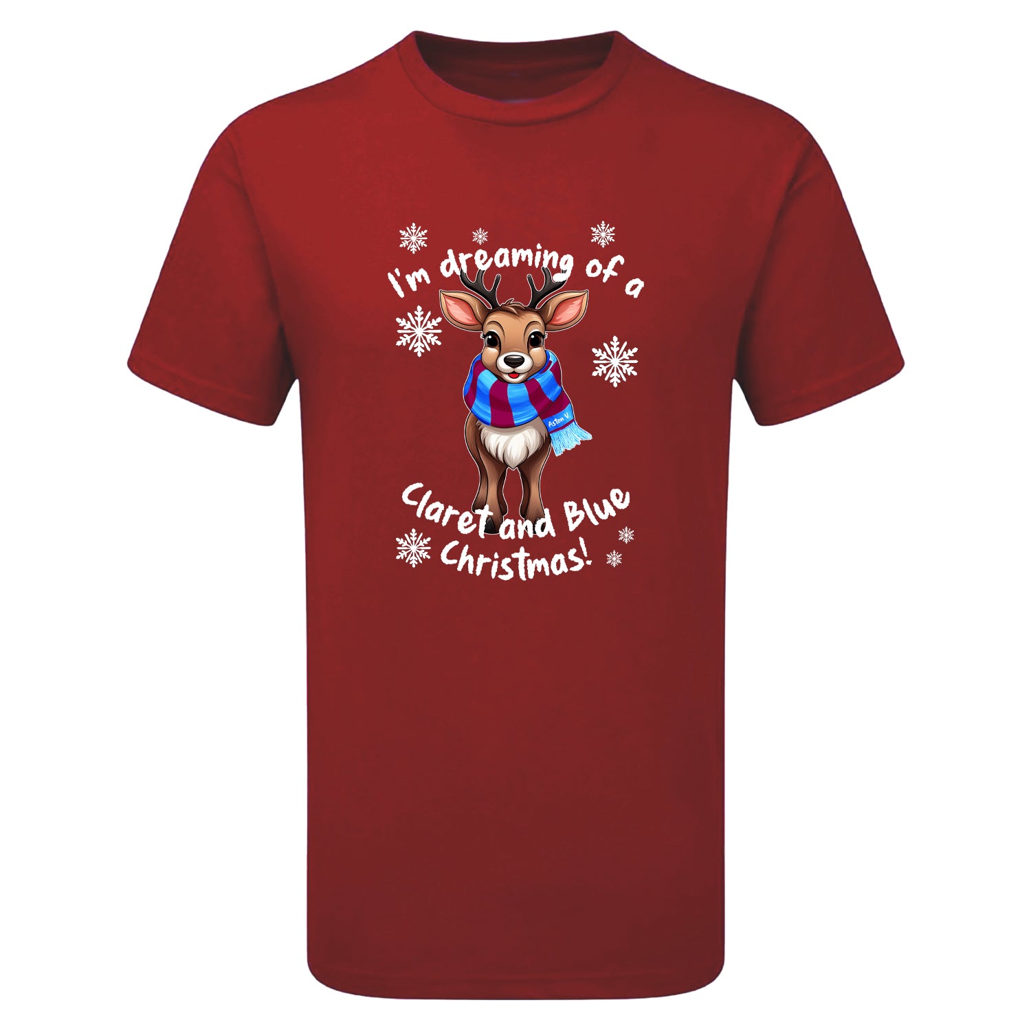 Aston V. Claret & Blue Christmas Reindeer Children's Tshirt