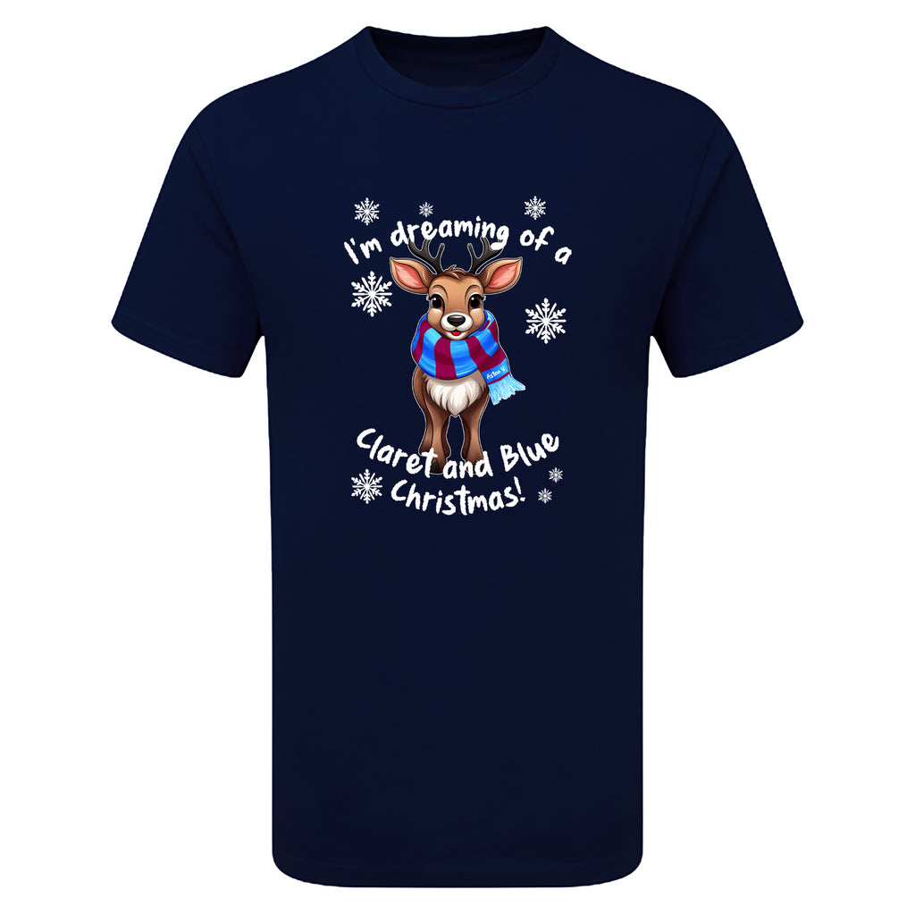 Aston V. Claret & Blue Christmas Reindeer Men's Tshirt