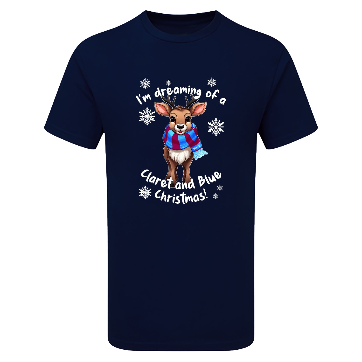 Aston V. Claret & Blue Christmas Reindeer Men's Tshirt