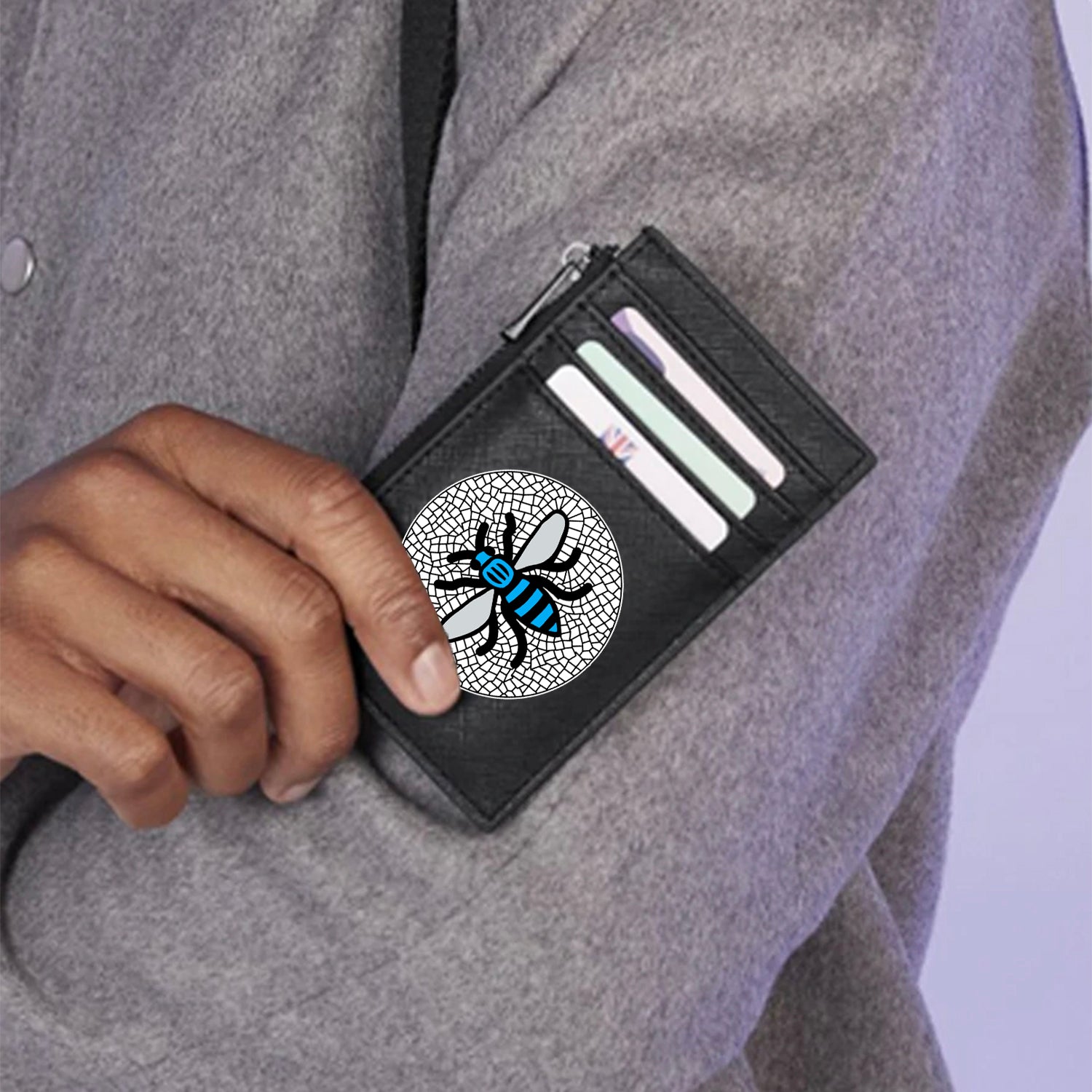 Manchester Sky Blue Bee Card Holder