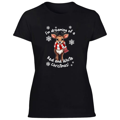 Brentford Red & White Christmas Reindeer Women's Tshirt