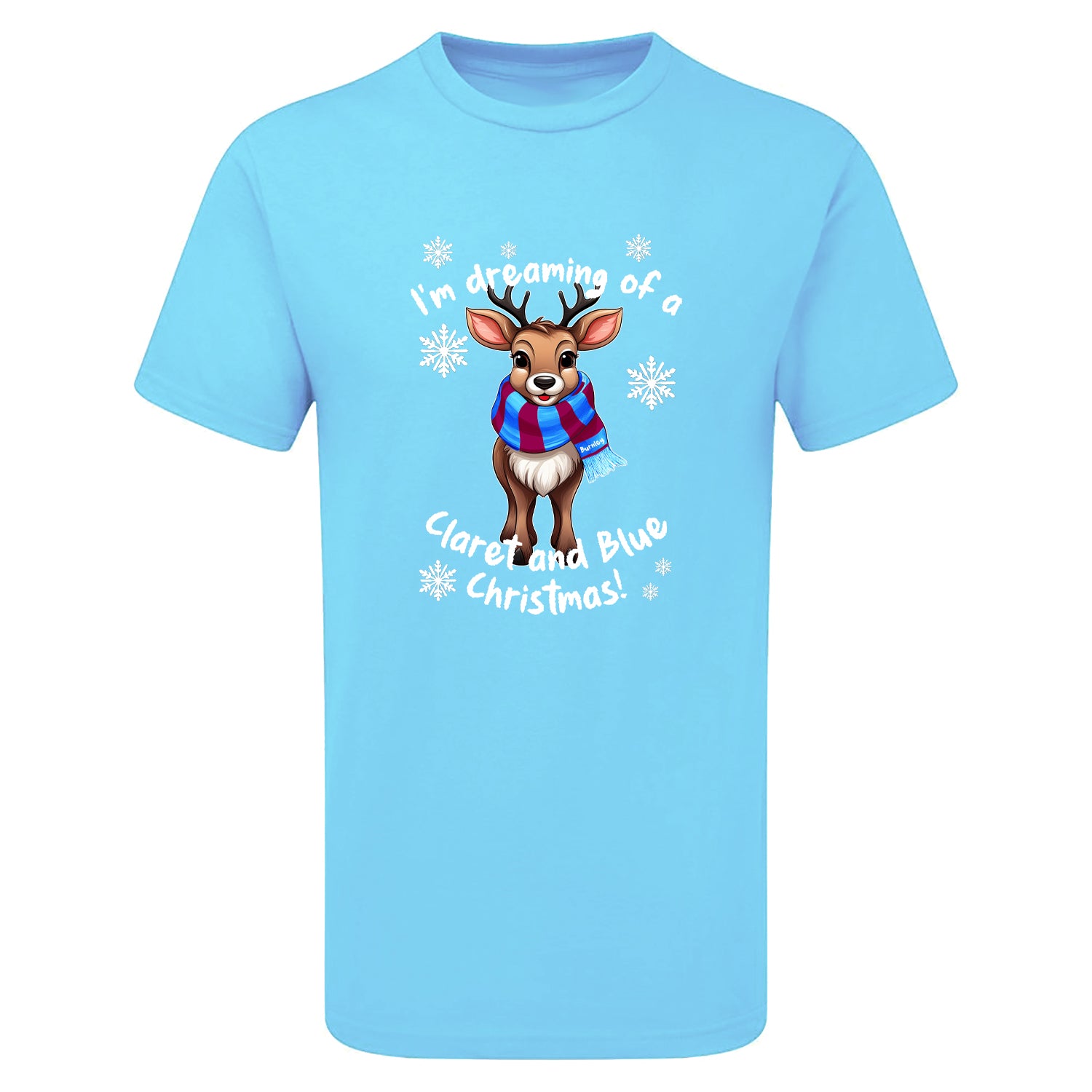 Aston V. Claret & Blue Christmas Reindeer Children's Tshirt