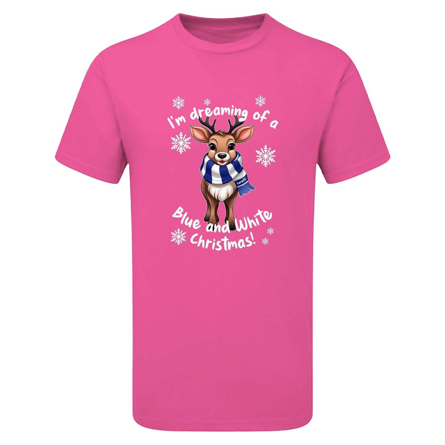 Cardiff Blue & White Christmas Reindeer Children's Tshirt