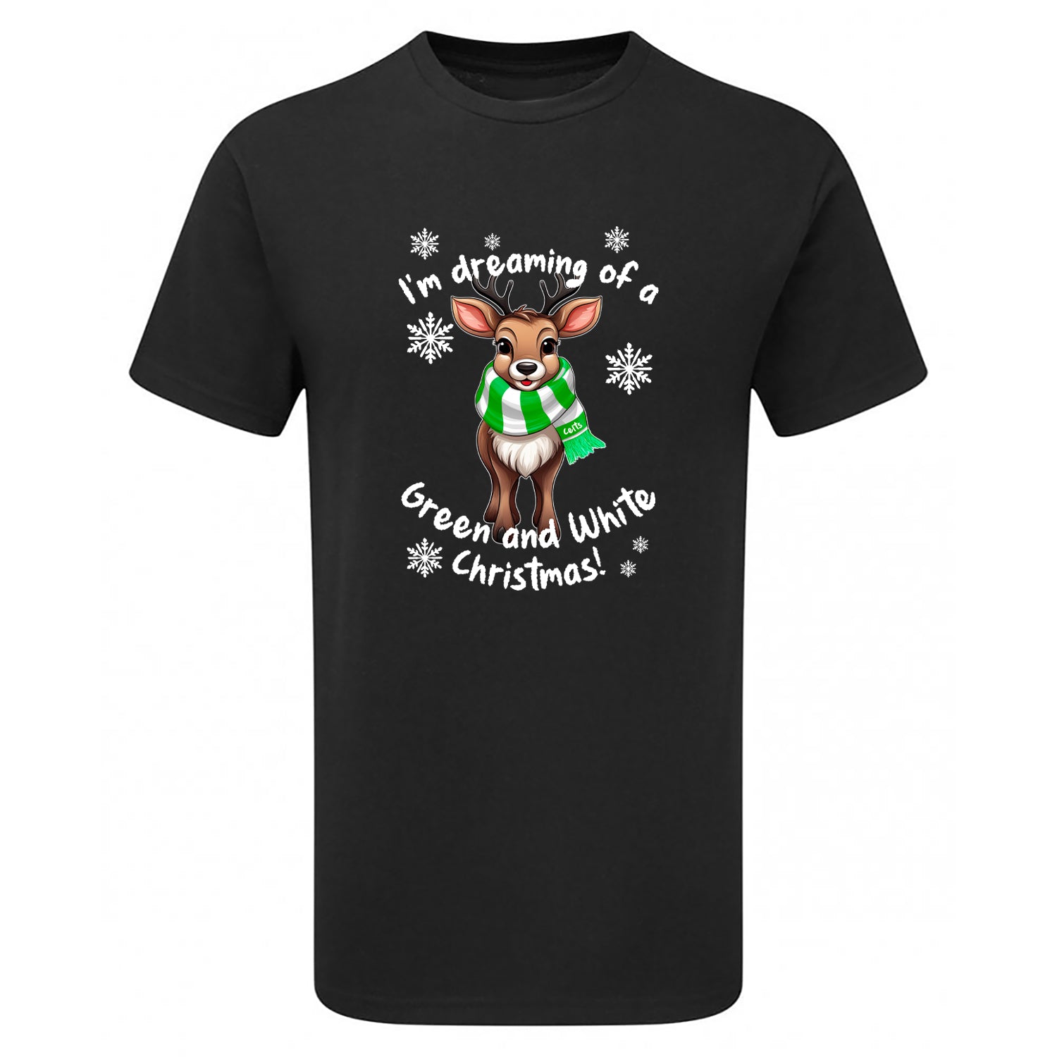 Celts Green & White Christmas Reindeer Men's Tshirt