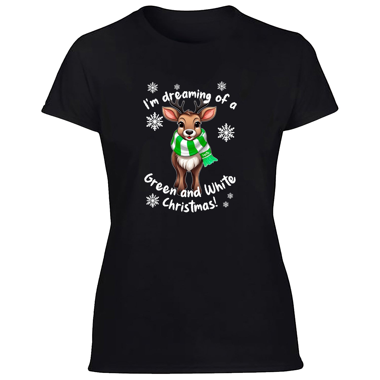 Celts Green & White Christmas Reindeer Women's Tshirt