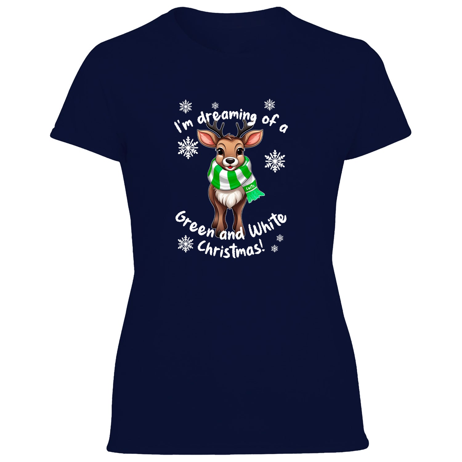 Celts Green & White Christmas Reindeer Women's Tshirt