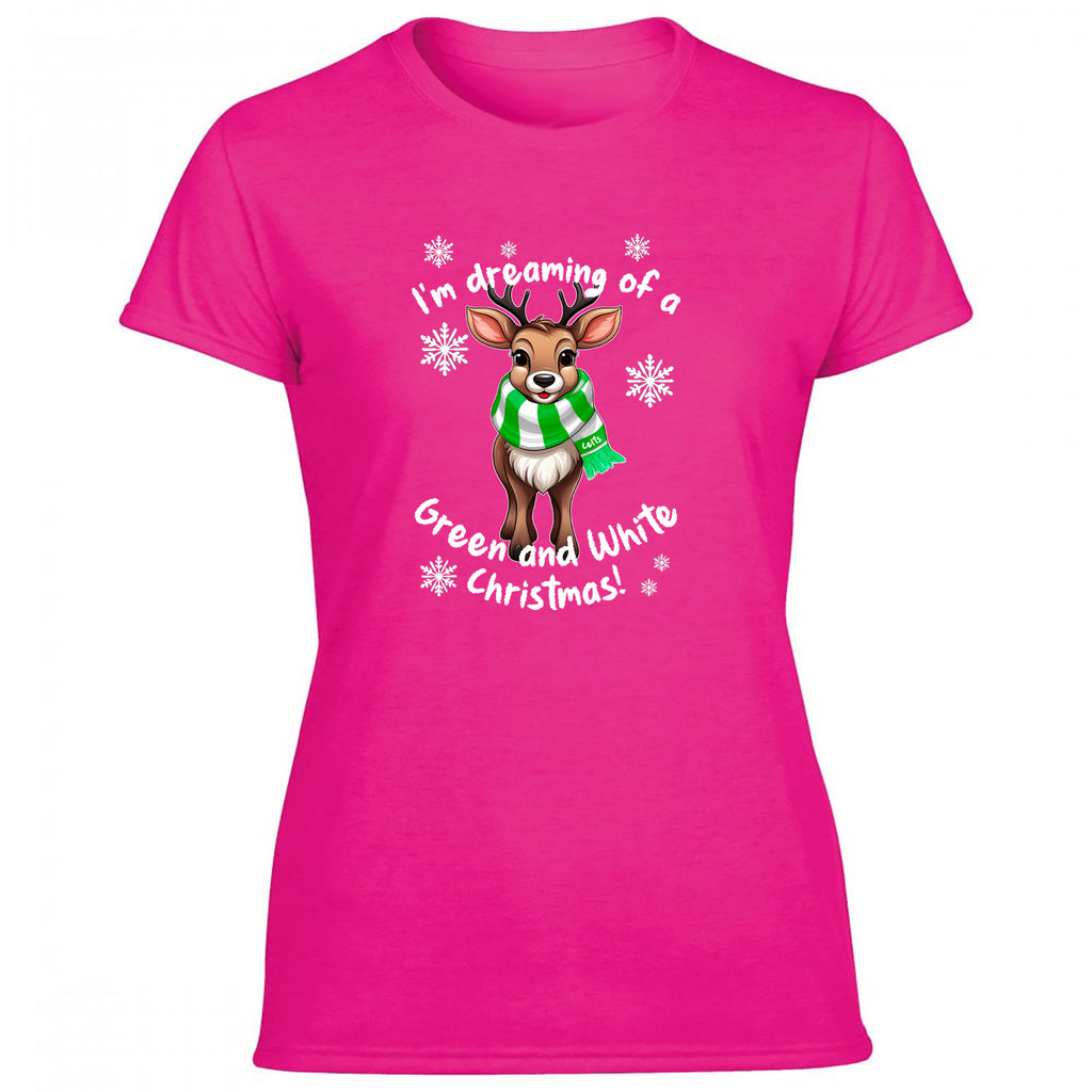 Celts Green & White Christmas Reindeer Women's Tshirt