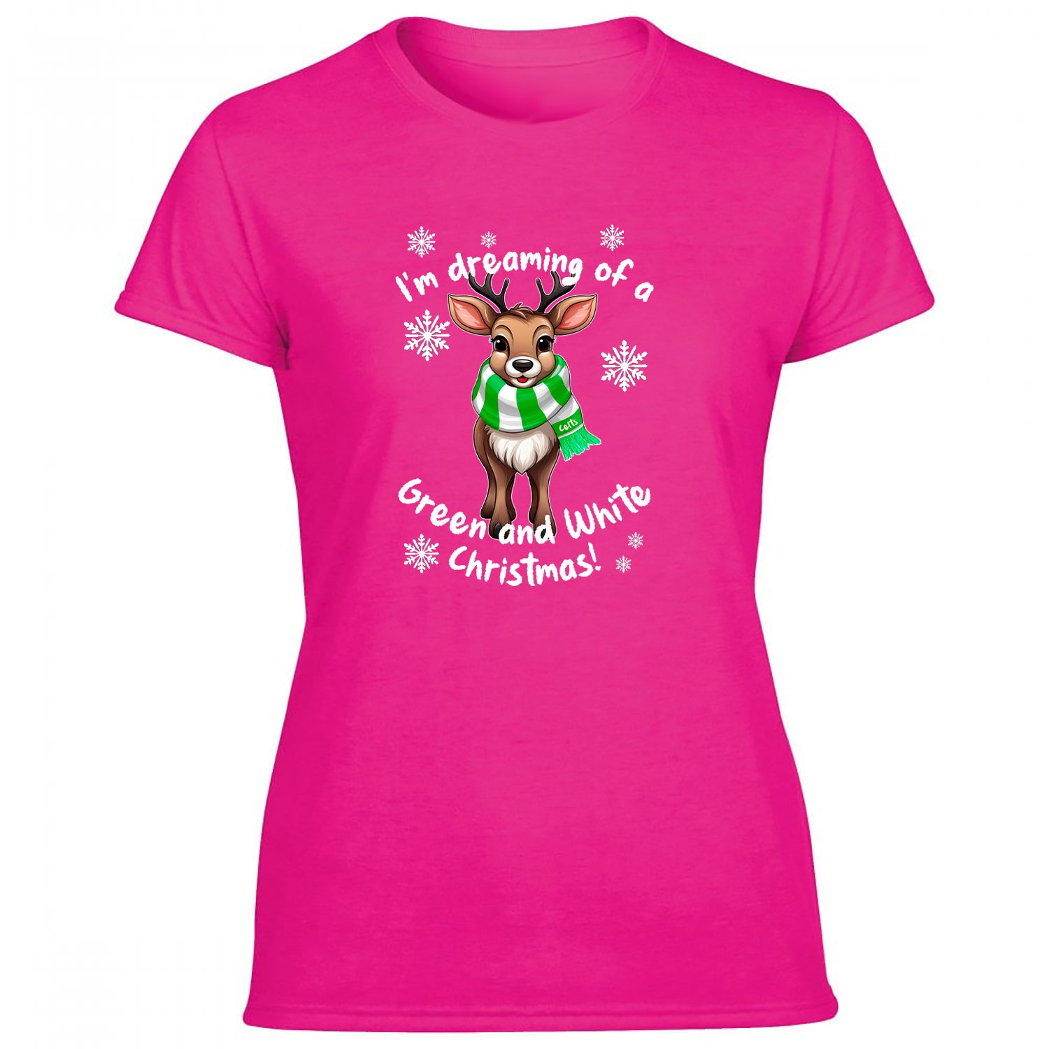 Celts Green & White Christmas Reindeer Women's Tshirt