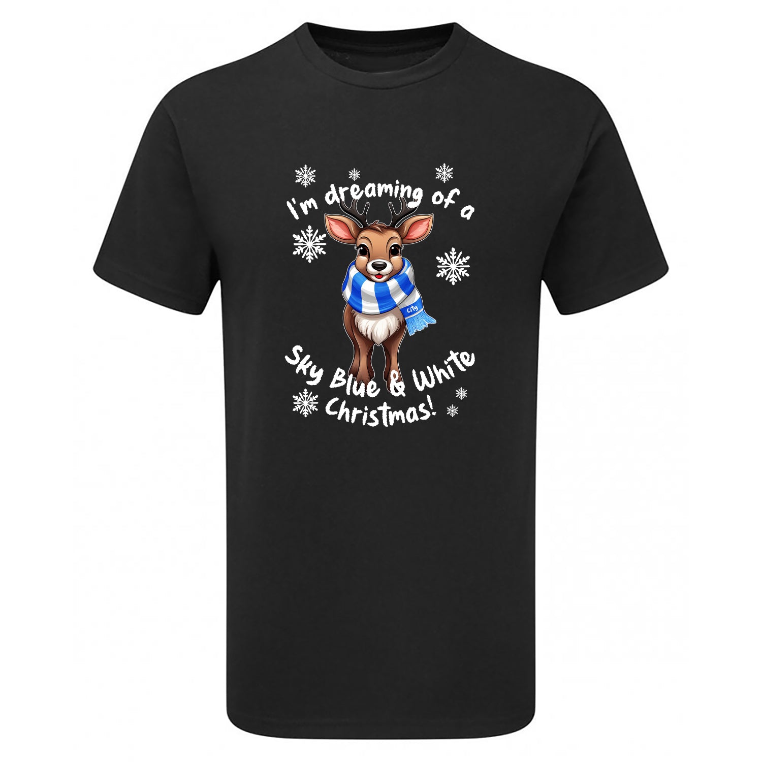 City Blue & White Christmas Reindeer Men's Tshirt