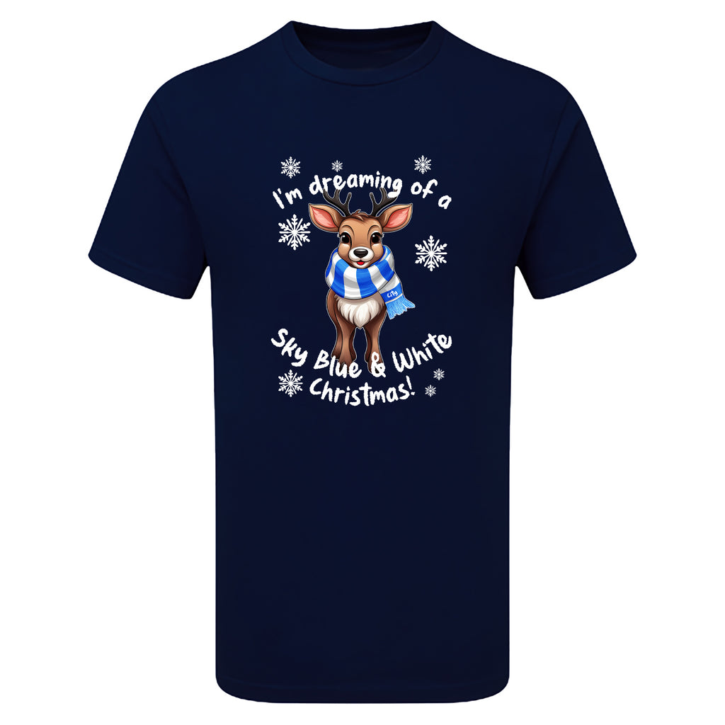 City Blue & White Christmas Reindeer Children's Tshirt