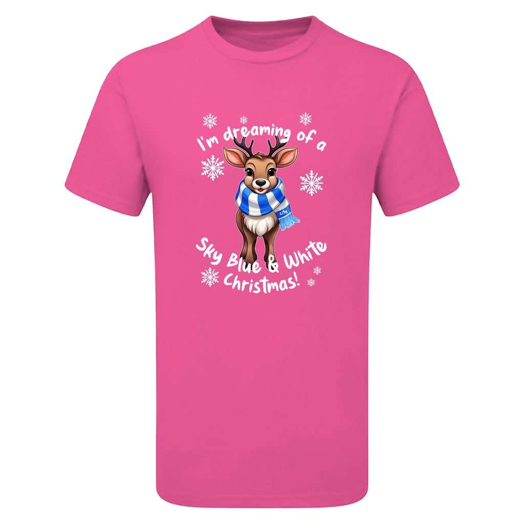 City Blue & White Christmas Reindeer Children's Tshirt