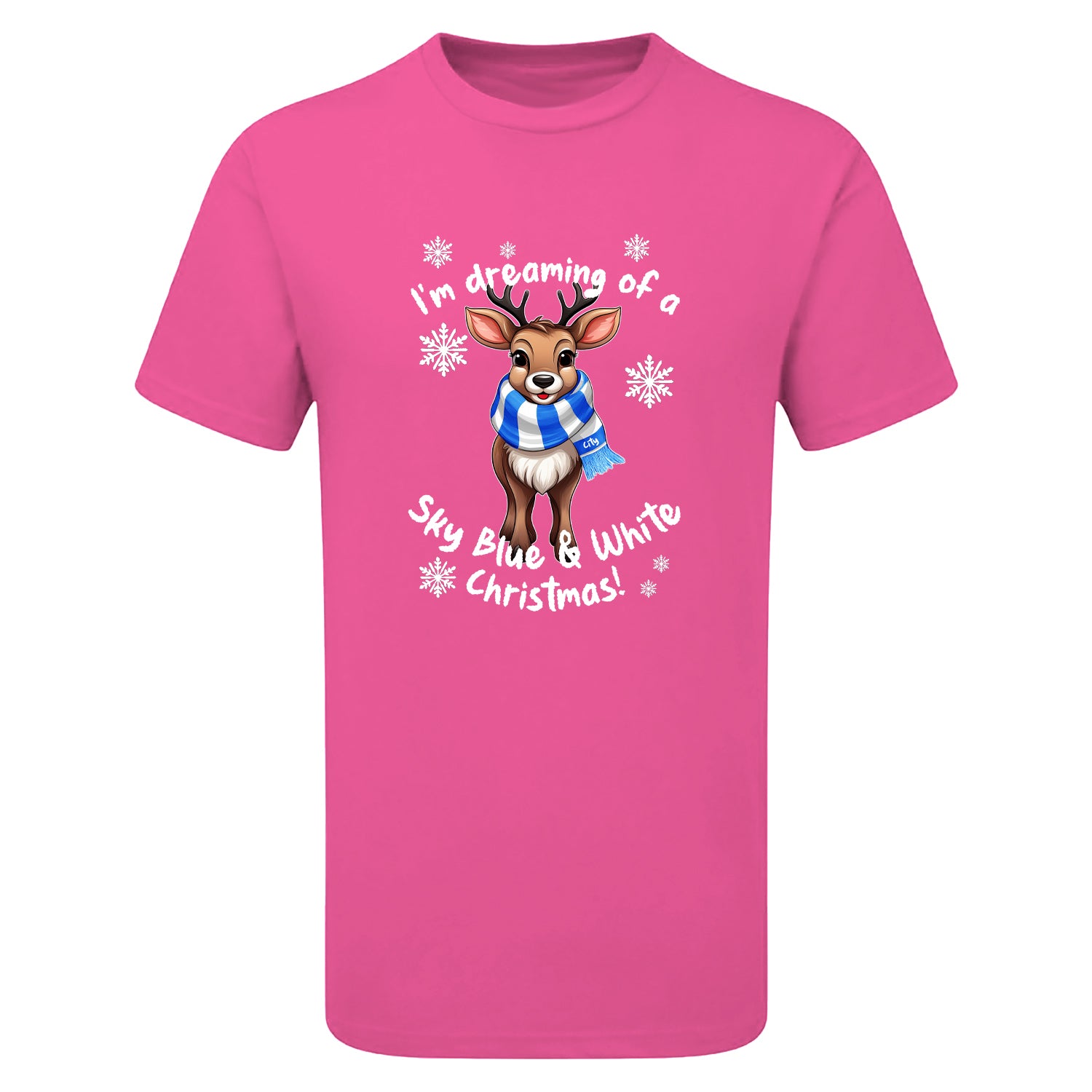 City Blue & White Christmas Reindeer Children's Tshirt