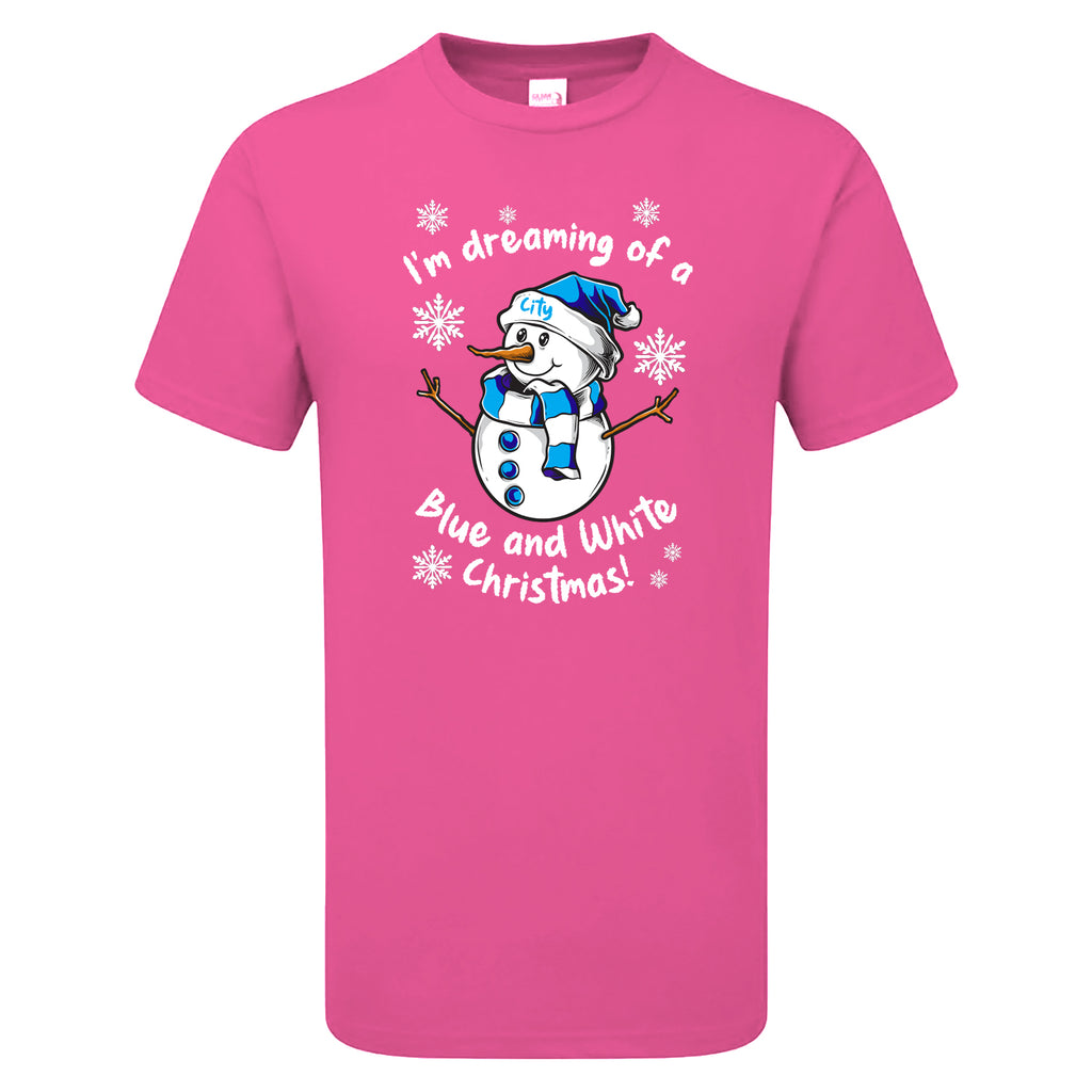 City Blue & White Christmas Snowman Children's Tshirt