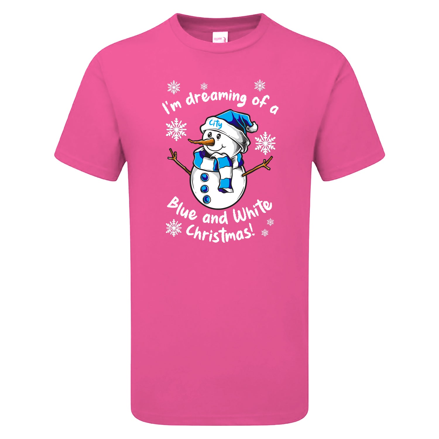 City Blue & White Christmas Snowman Children's Tshirt