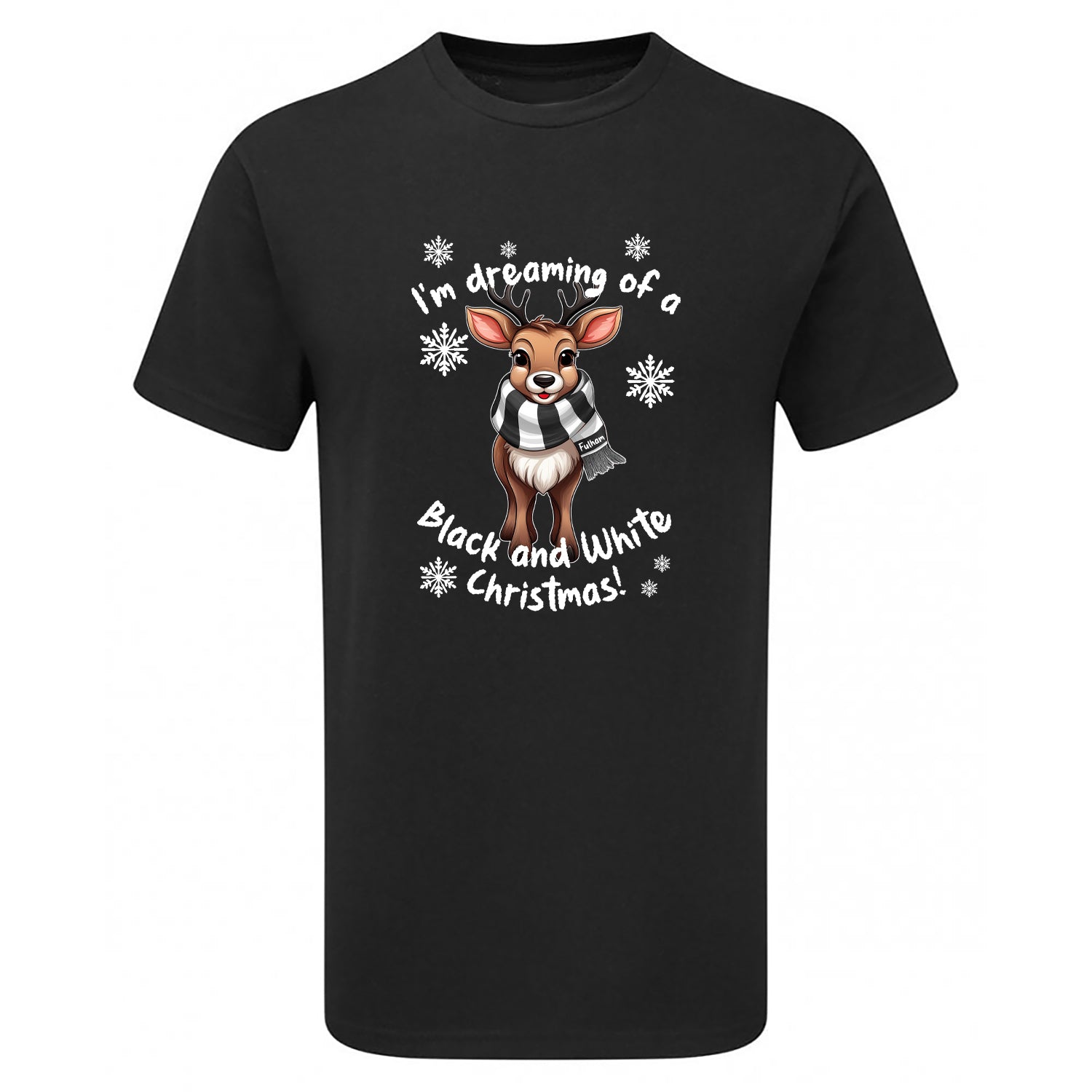 Fulham Black & White Christmas Reindeer Children's Tshirt