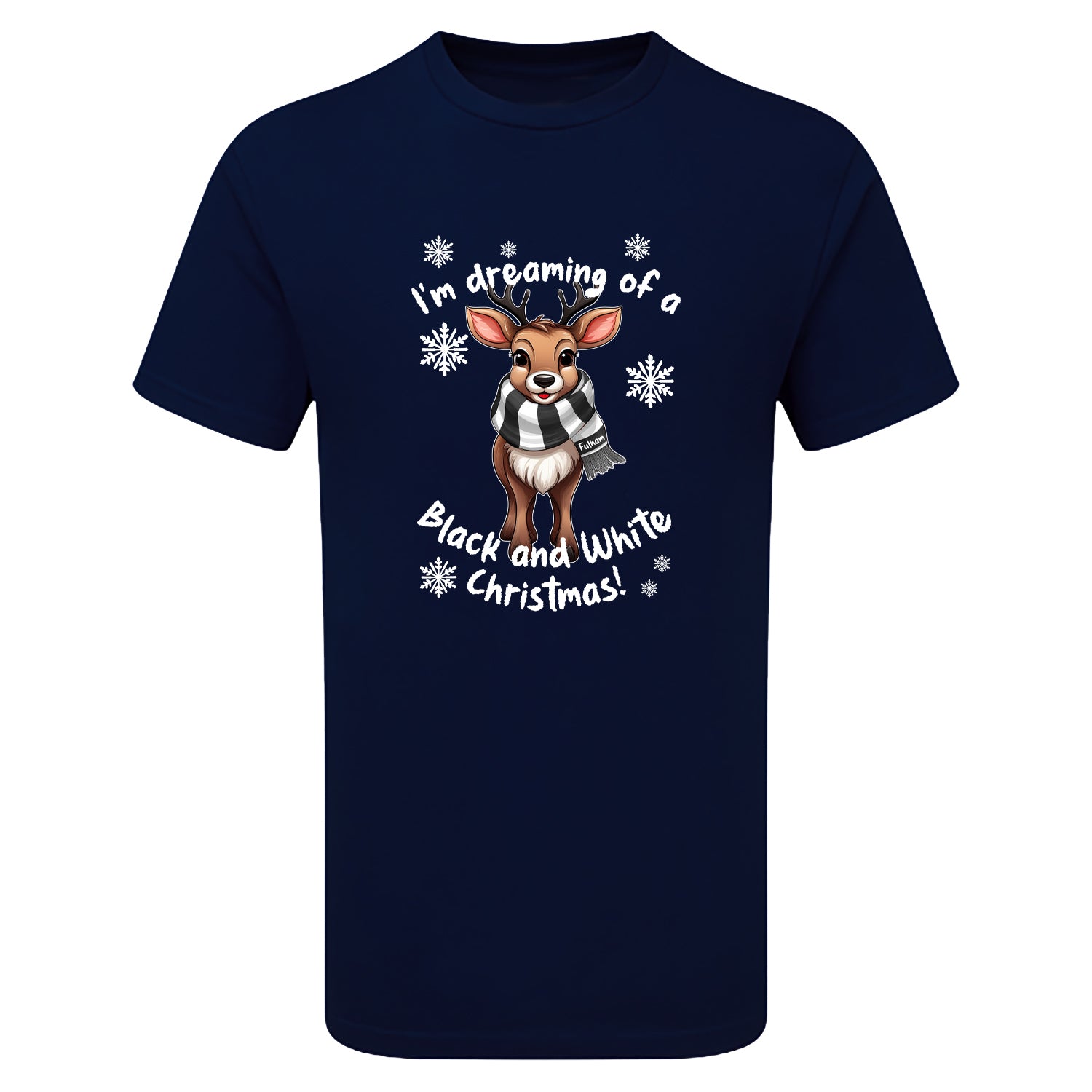 Fulham Black & White Christmas Reindeer Children's Tshirt