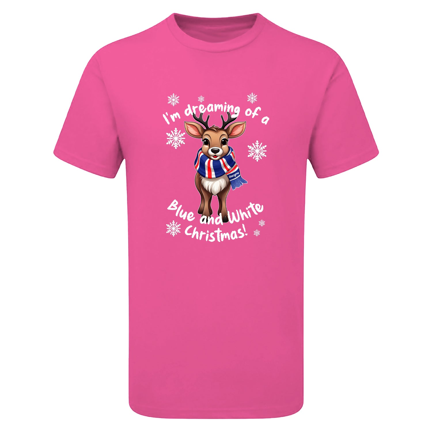 Glasgow Blue & White Christmas Reindeer Children's Tshirt