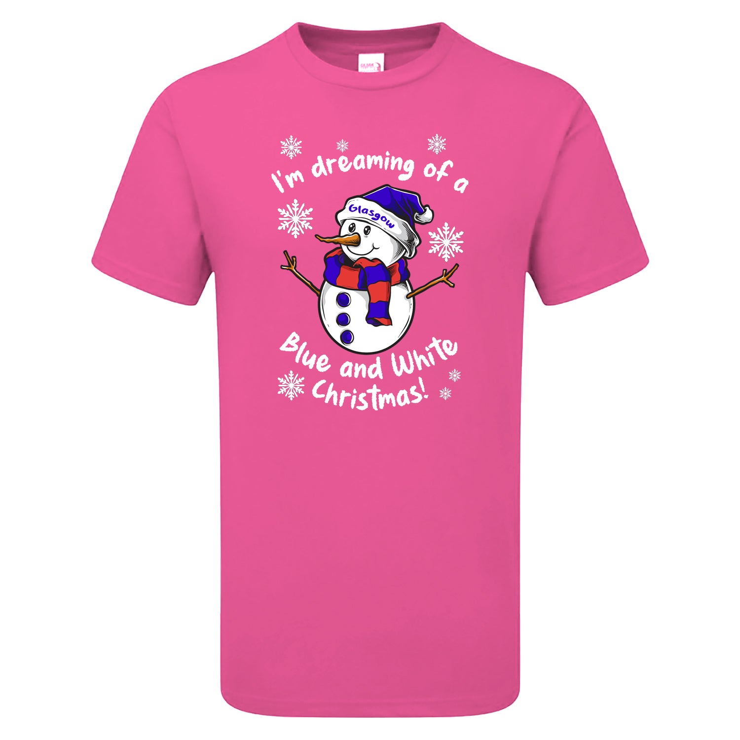Glasgow Blue & White Christmas Snowman Children's Tshirt