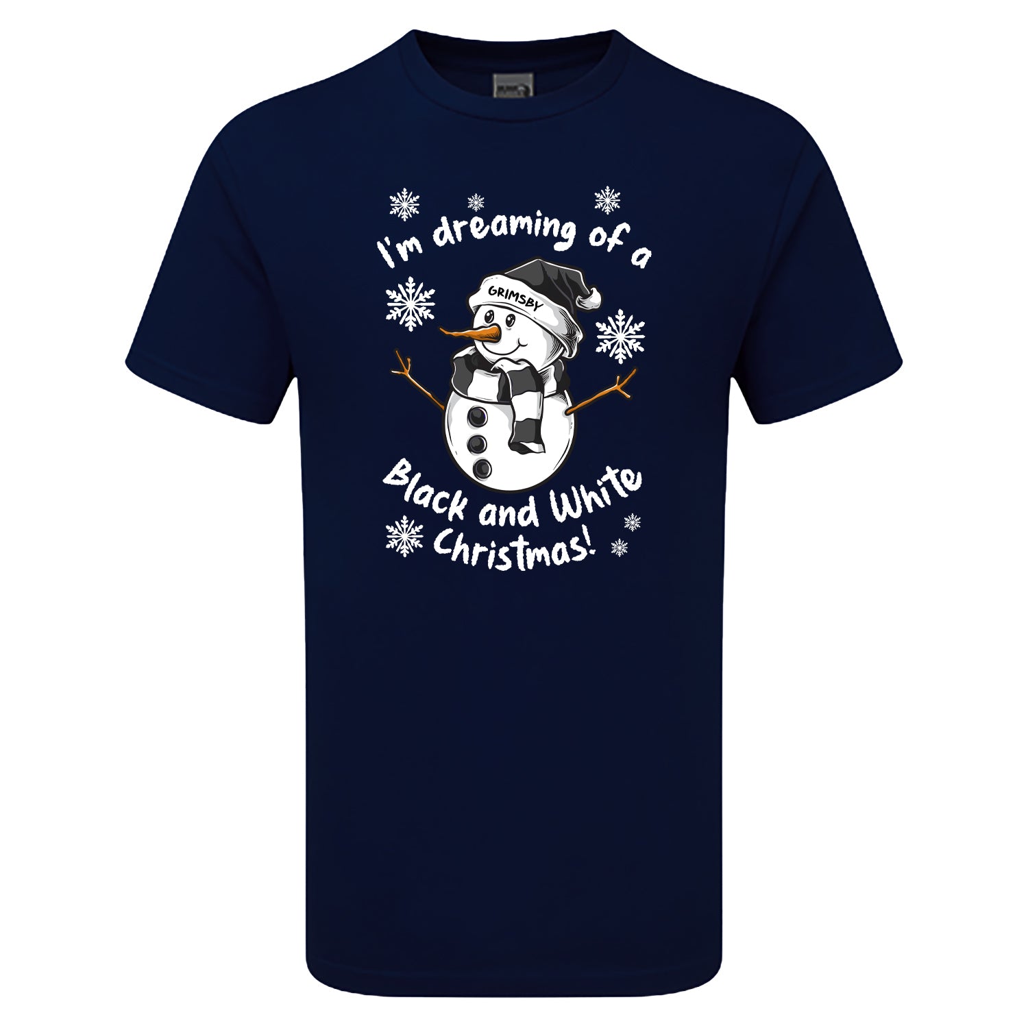 Grimsby Black & White Christmas Snowman Children's Tshirt