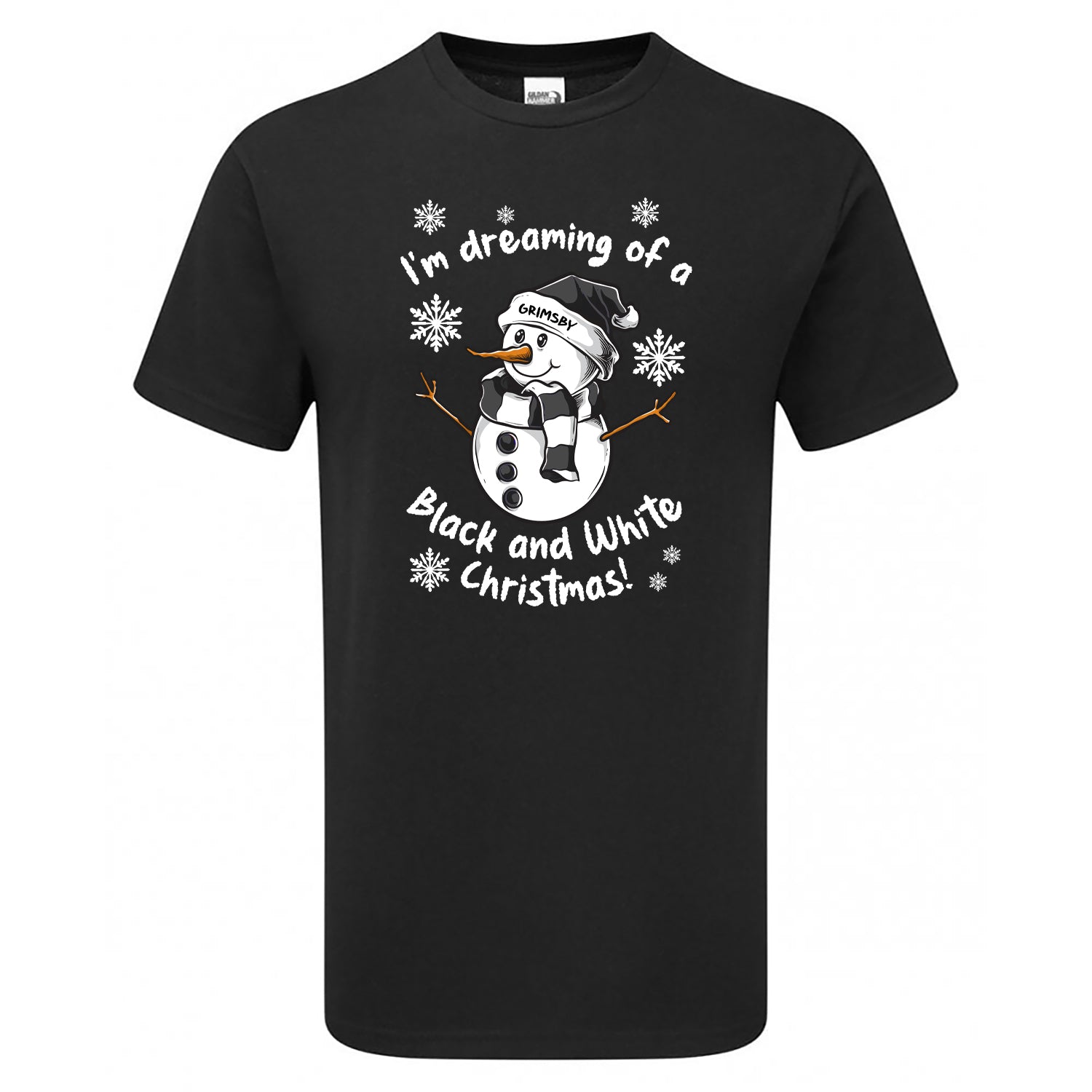 Grimsby Black & White Christmas Snowman Children's Tshirt