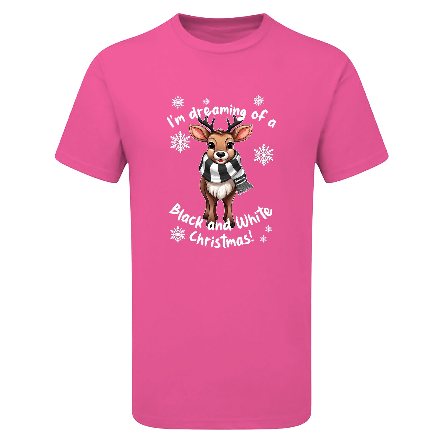 Grimsby Black & White Christmas Reindeer Children's Tshirt