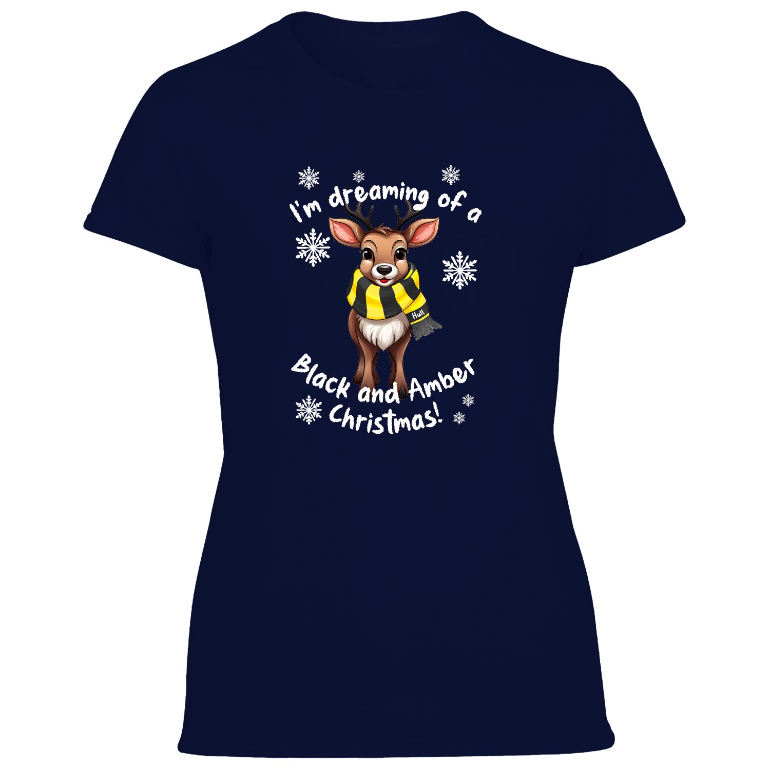 Hull Black & Amber Christmas Reindeer Women's Tshirt