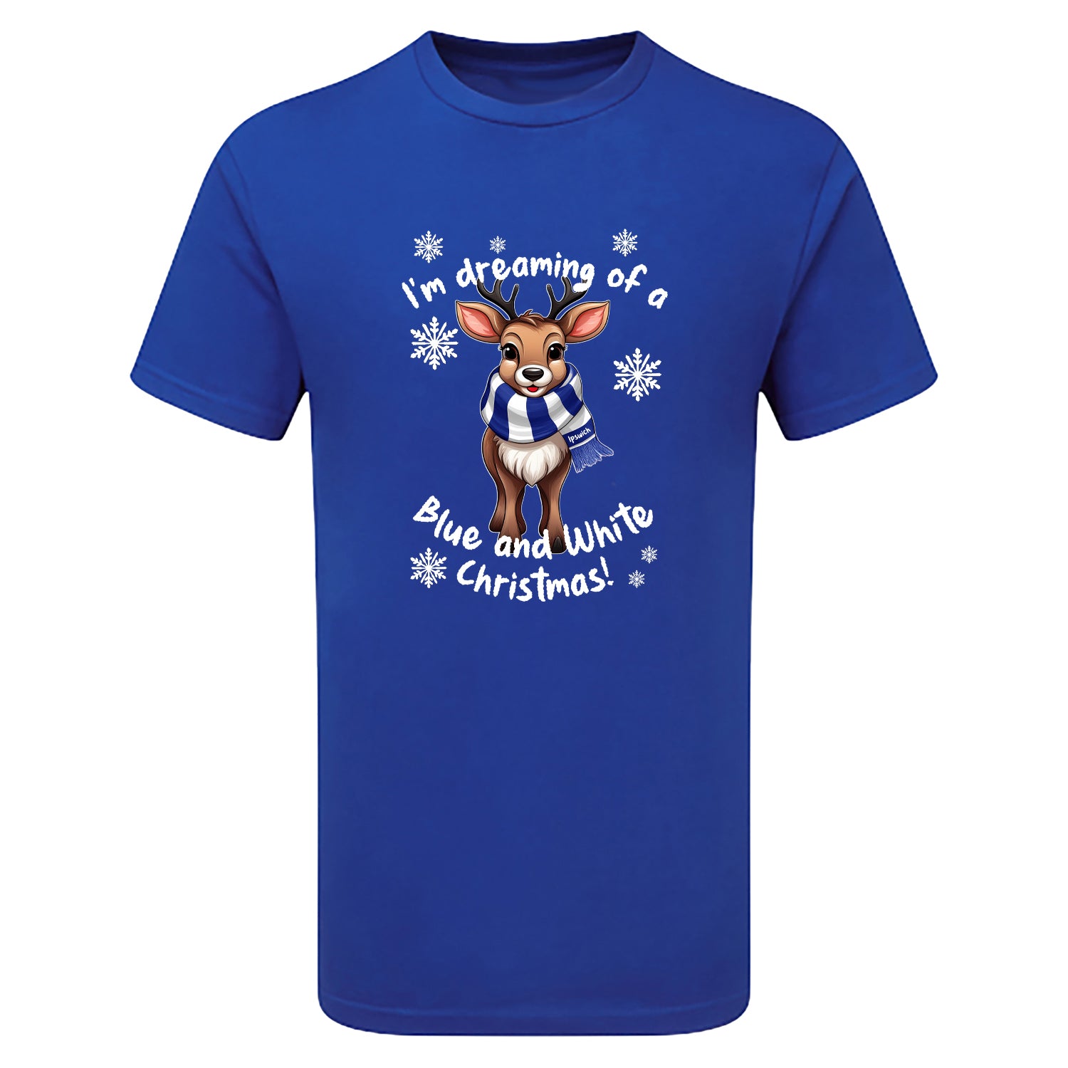 Ipswich Blue & White Christmas Reindeer Children's Tshirt