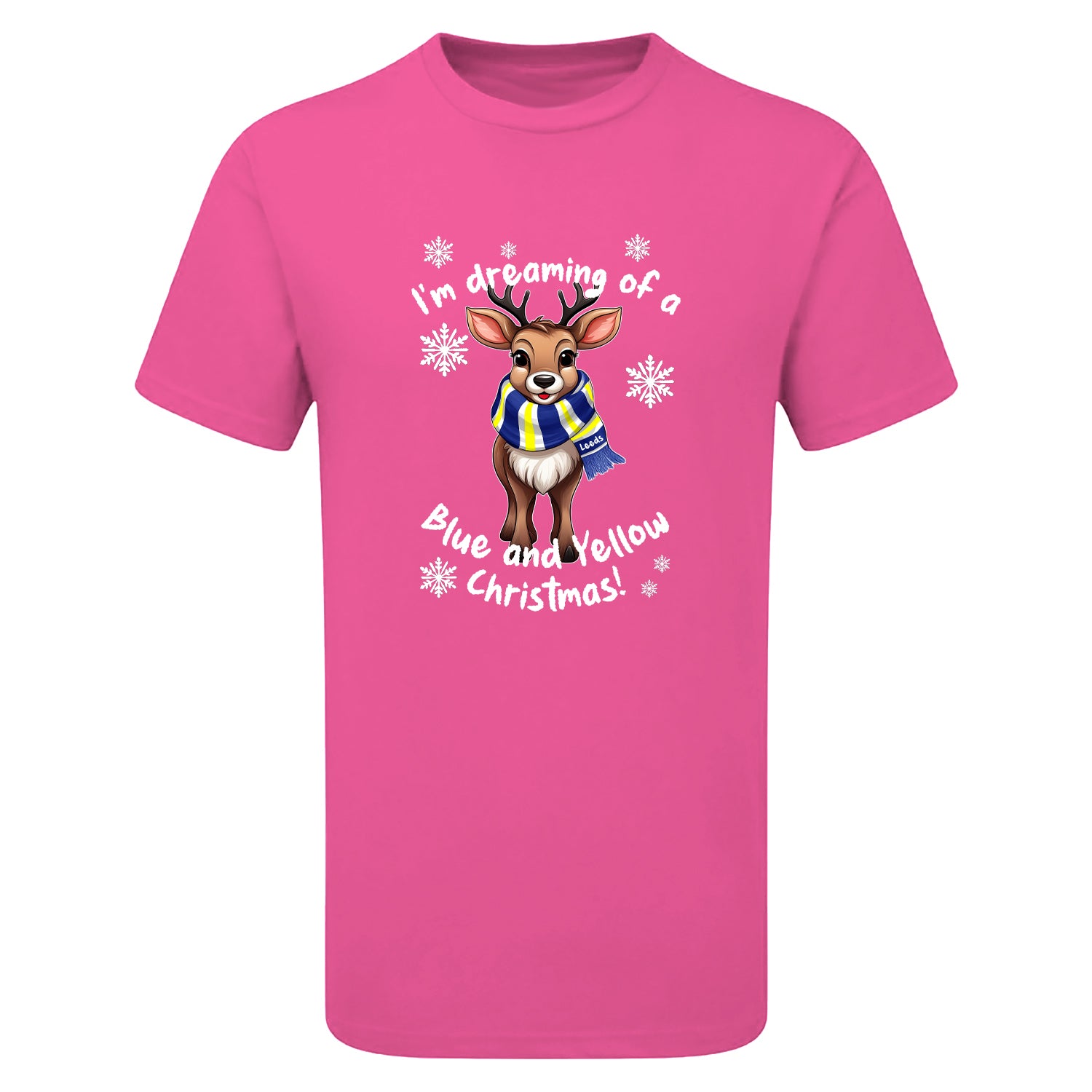 Leeds Blue & Yellow Christmas Reindeer Children's Tshirt