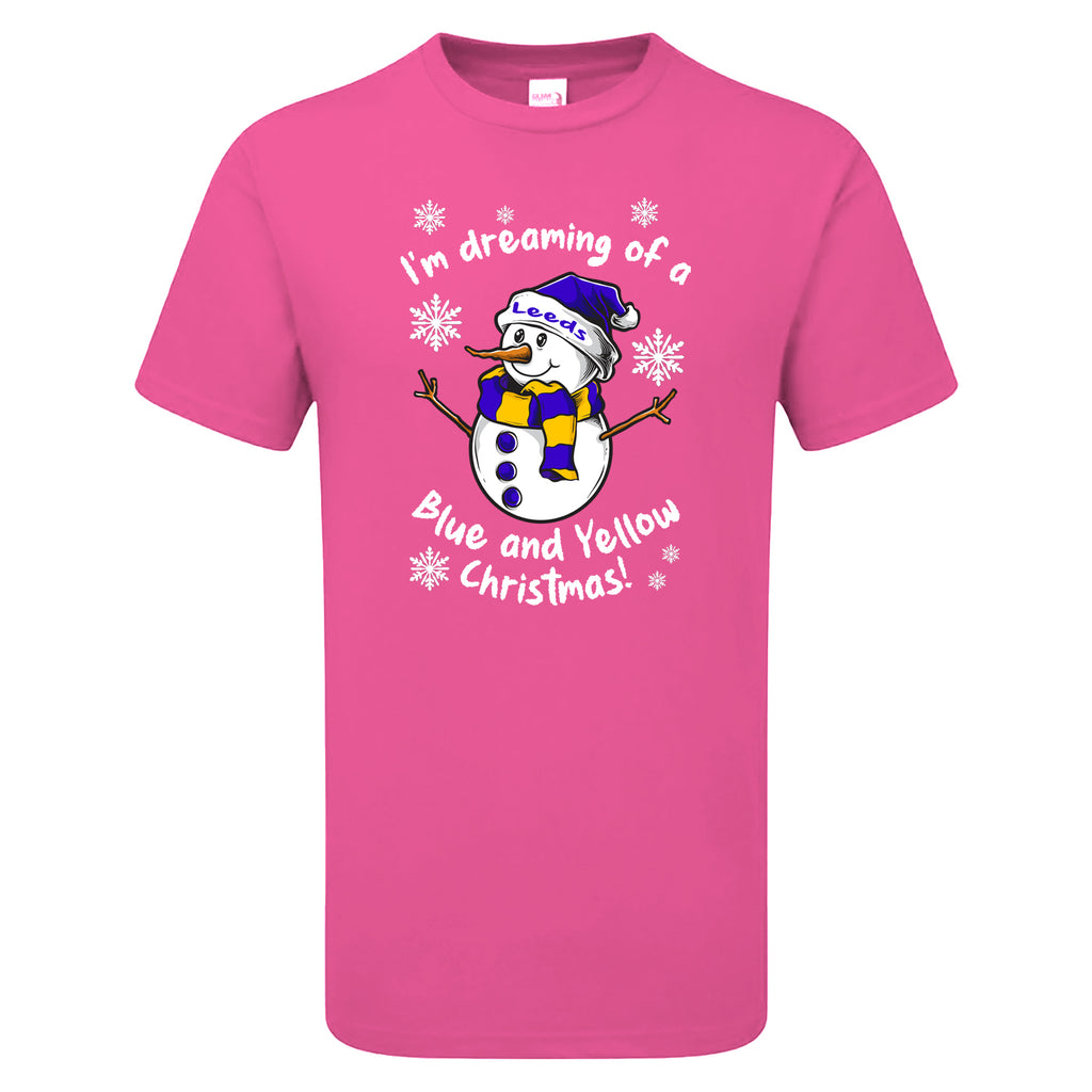 Leeds Blue & Yellow Christmas Snowman Children's Tshirt