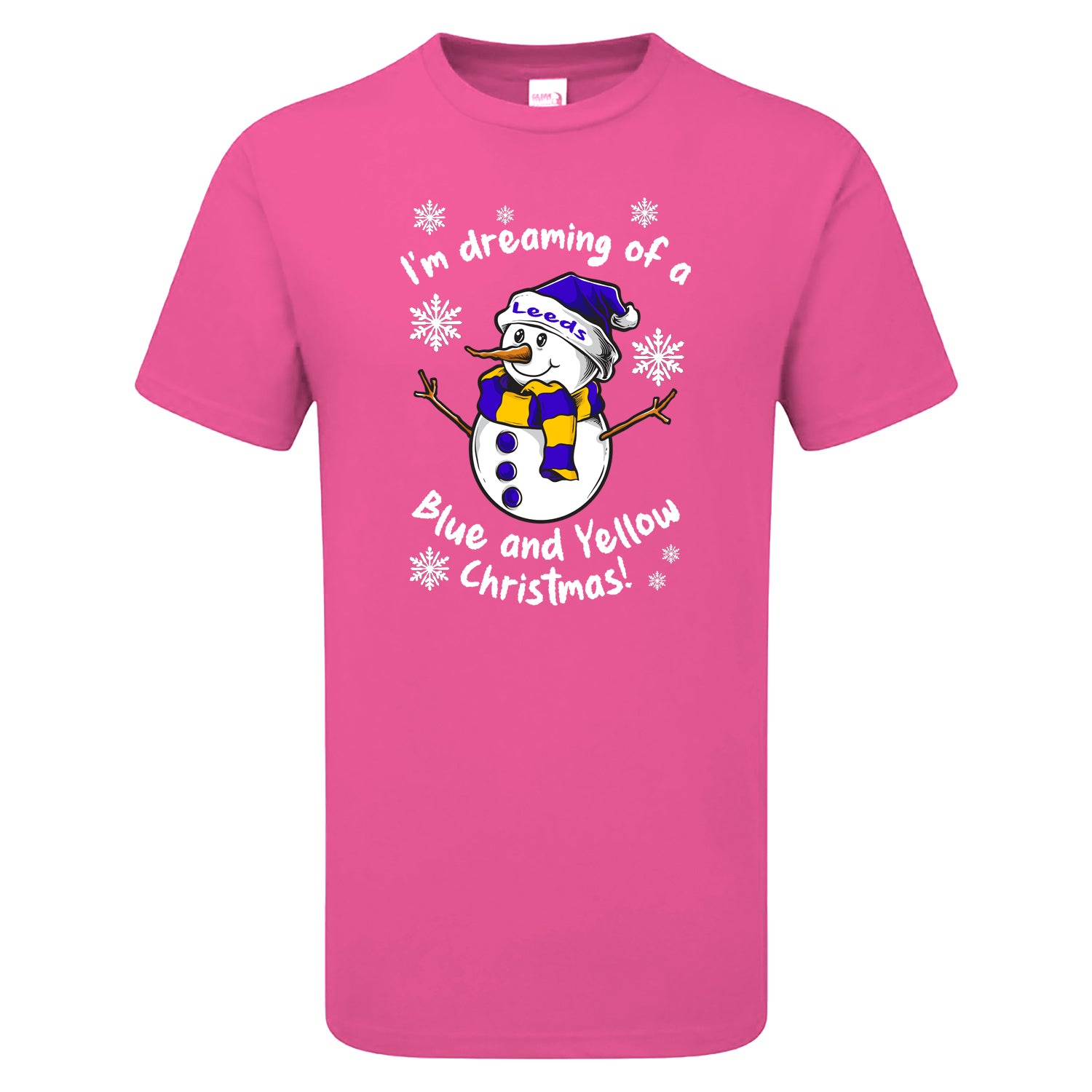 Leeds Blue & Yellow Christmas Snowman Children's Tshirt