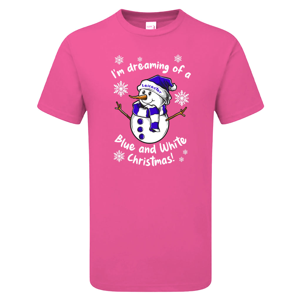 Leicester Blue & White Christmas Snowman Children's Tshirt