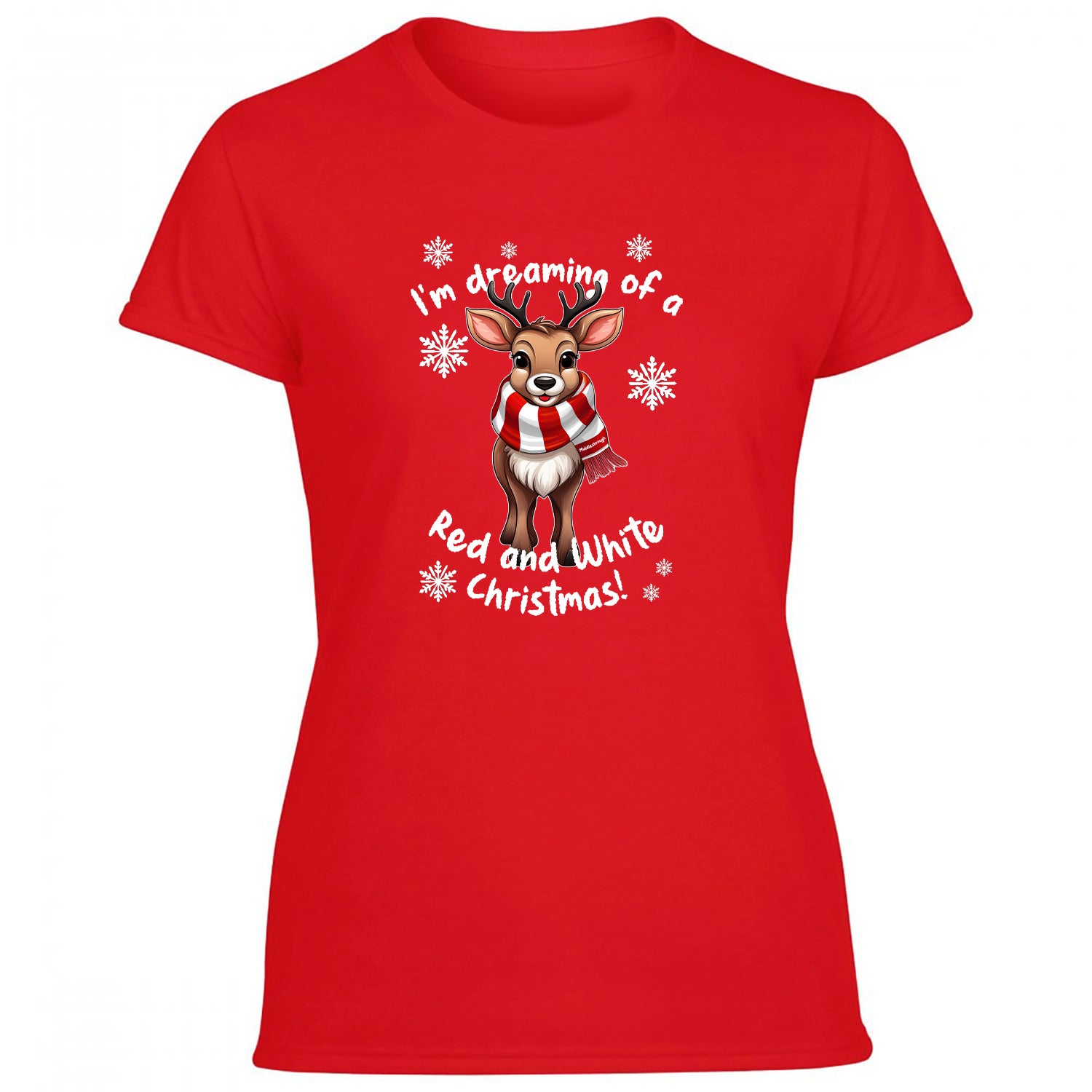 Middlesborough Red & White Christmas Reindeer Women's Tshirt