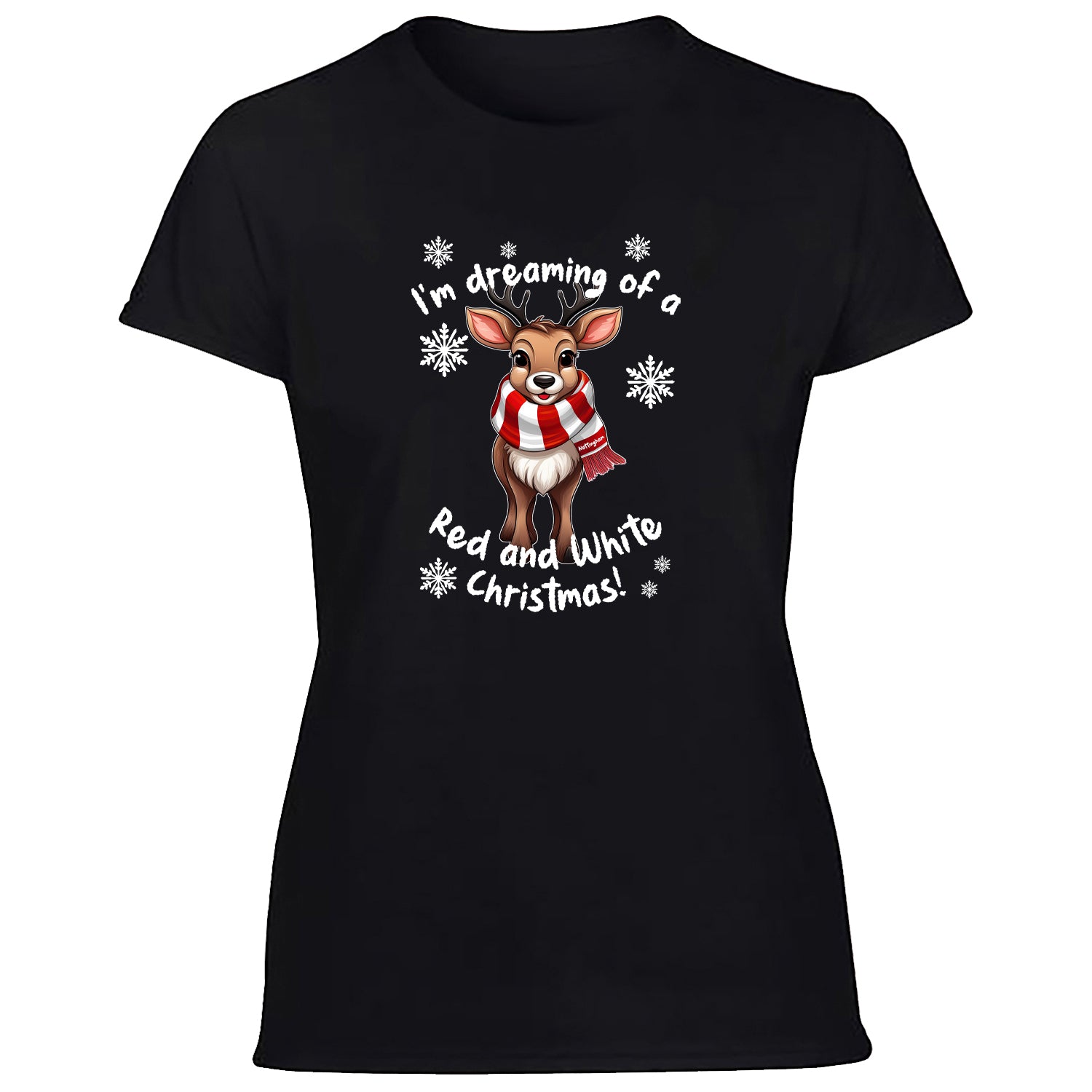 Nottingham Red & White Christmas Reindeer Women's Tshirt