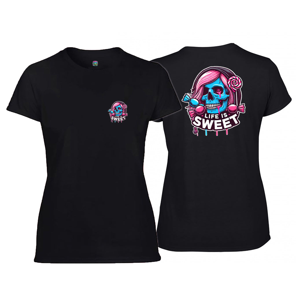 Candy Cabs Life Is Sweet 'Skull' (Long Hair) Women's Tshirt