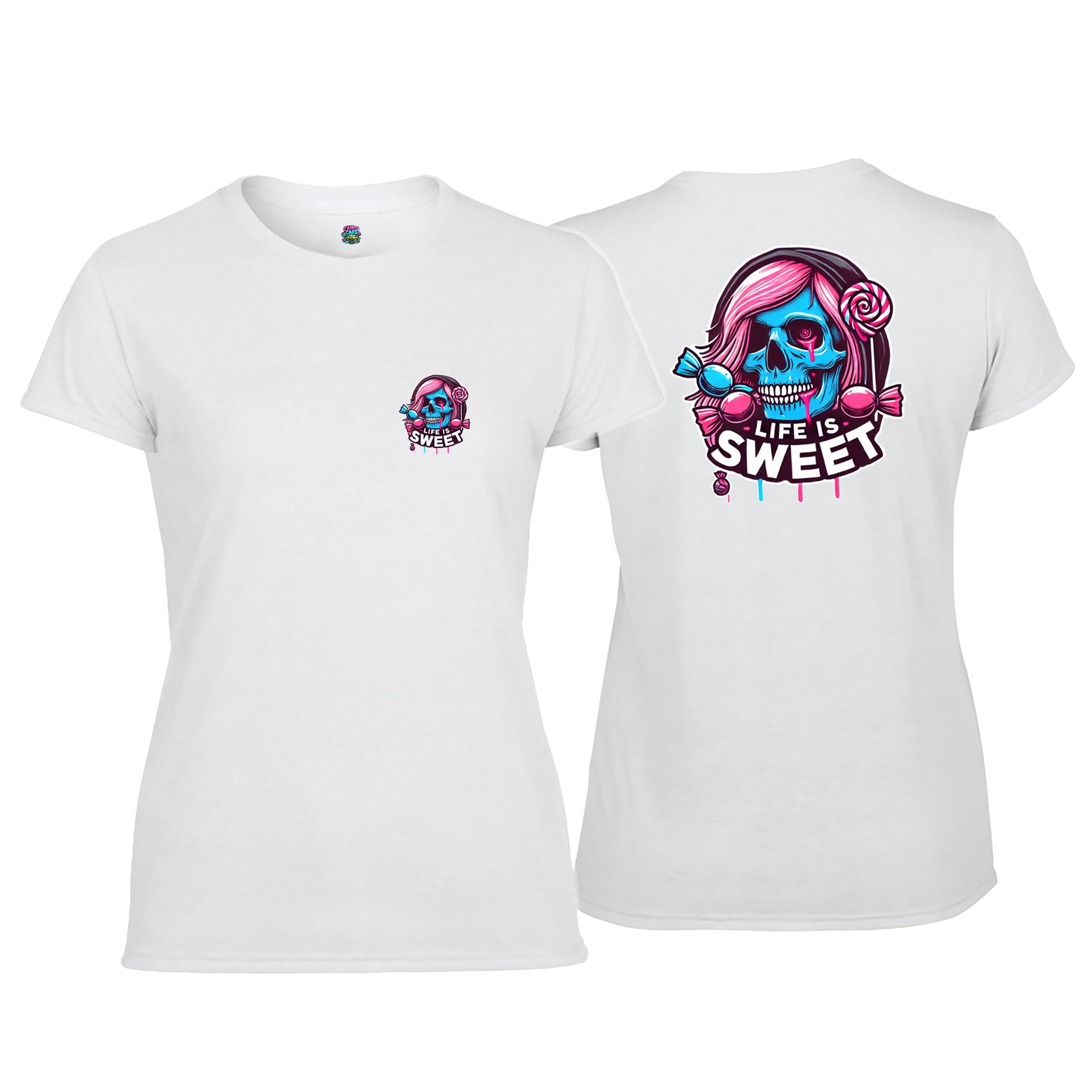 Candy Cabs Life Is Sweet 'Skull' (Long Hair) Women's Tshirt