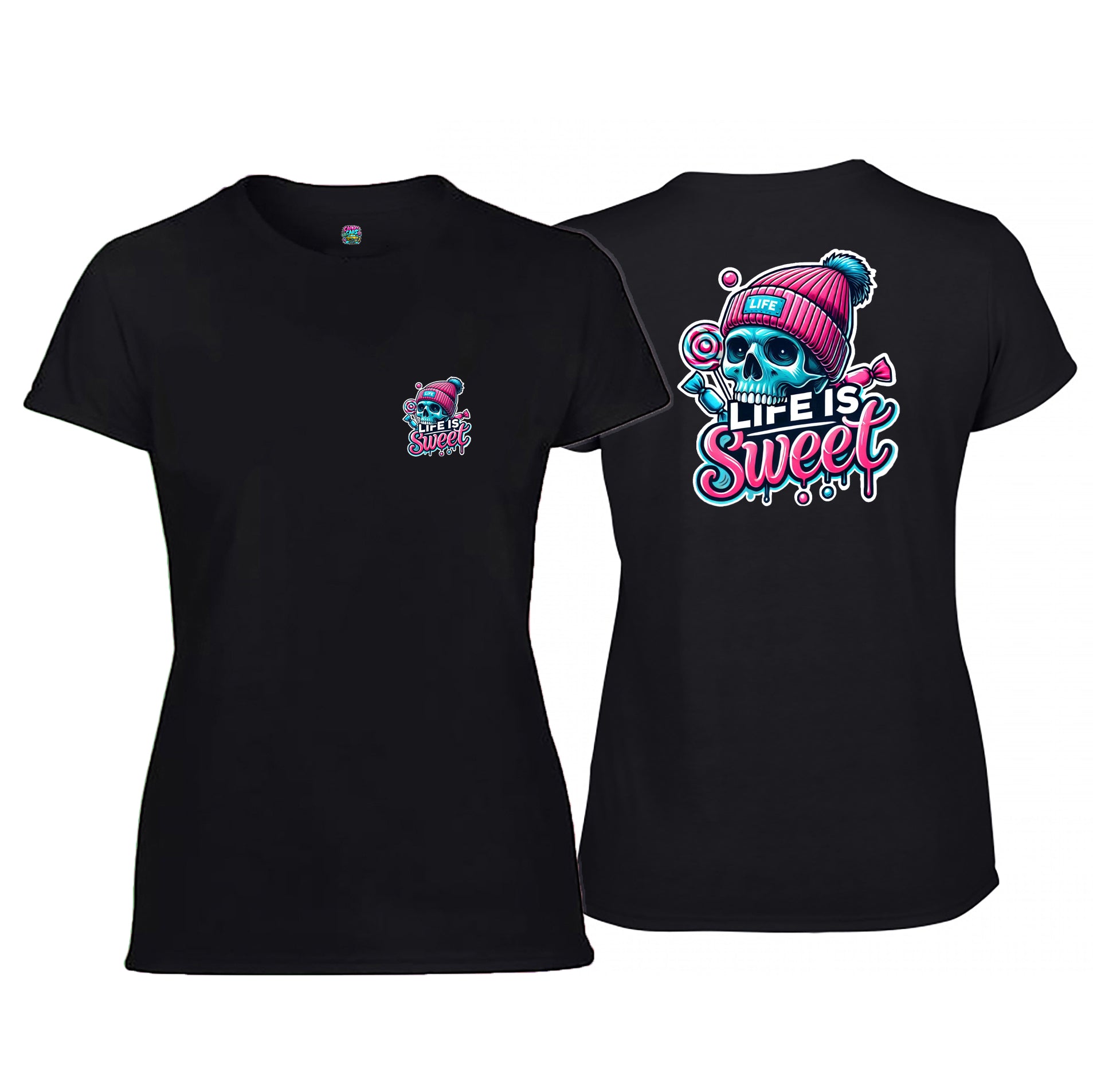 Candy Cabs Life Is Sweet 'Skull' (Bobble Hat) Women's Tshirt